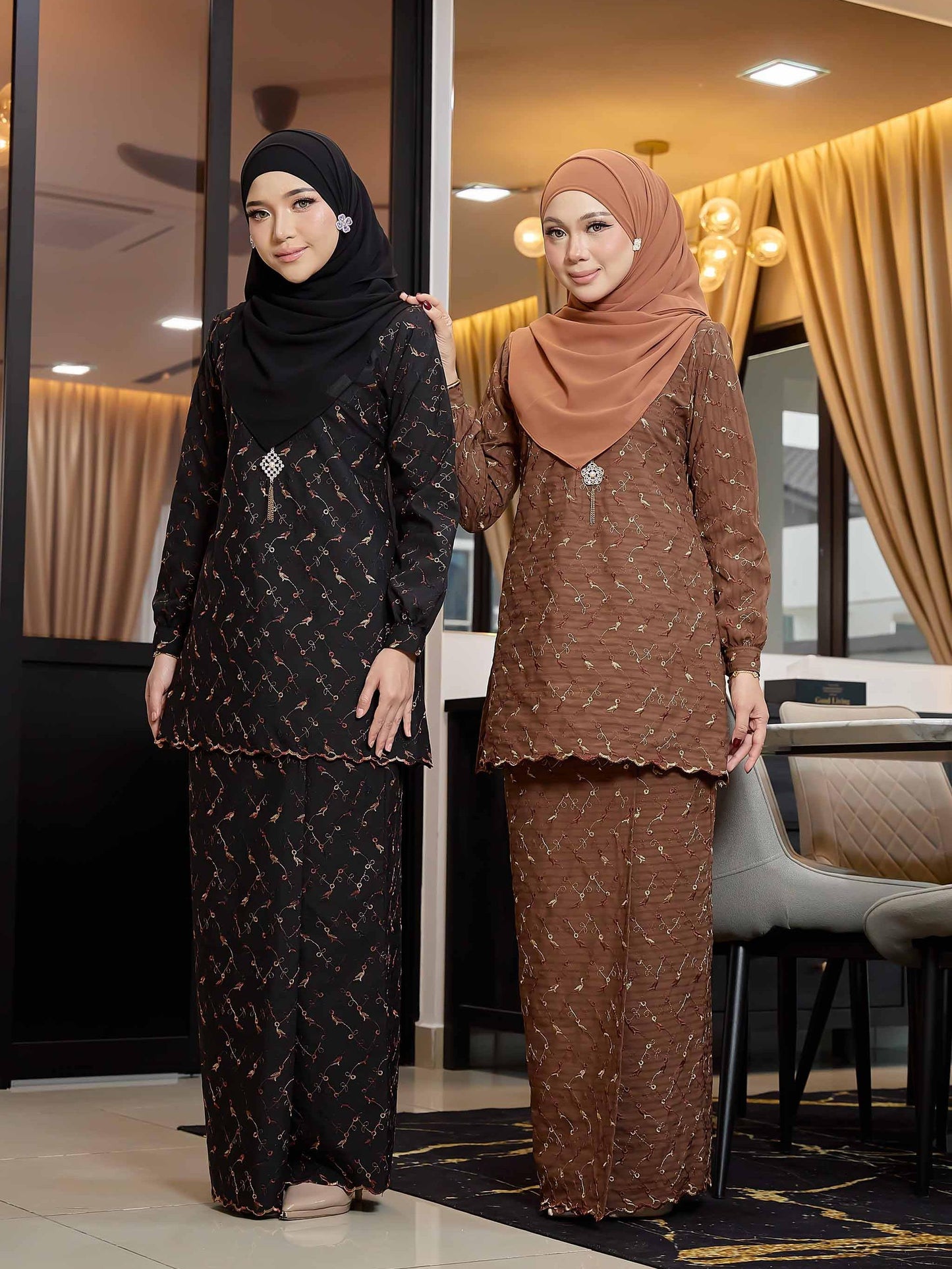 CLARA RIZQA - Kurung Kedah Charlene Cotton Linen Embroidery