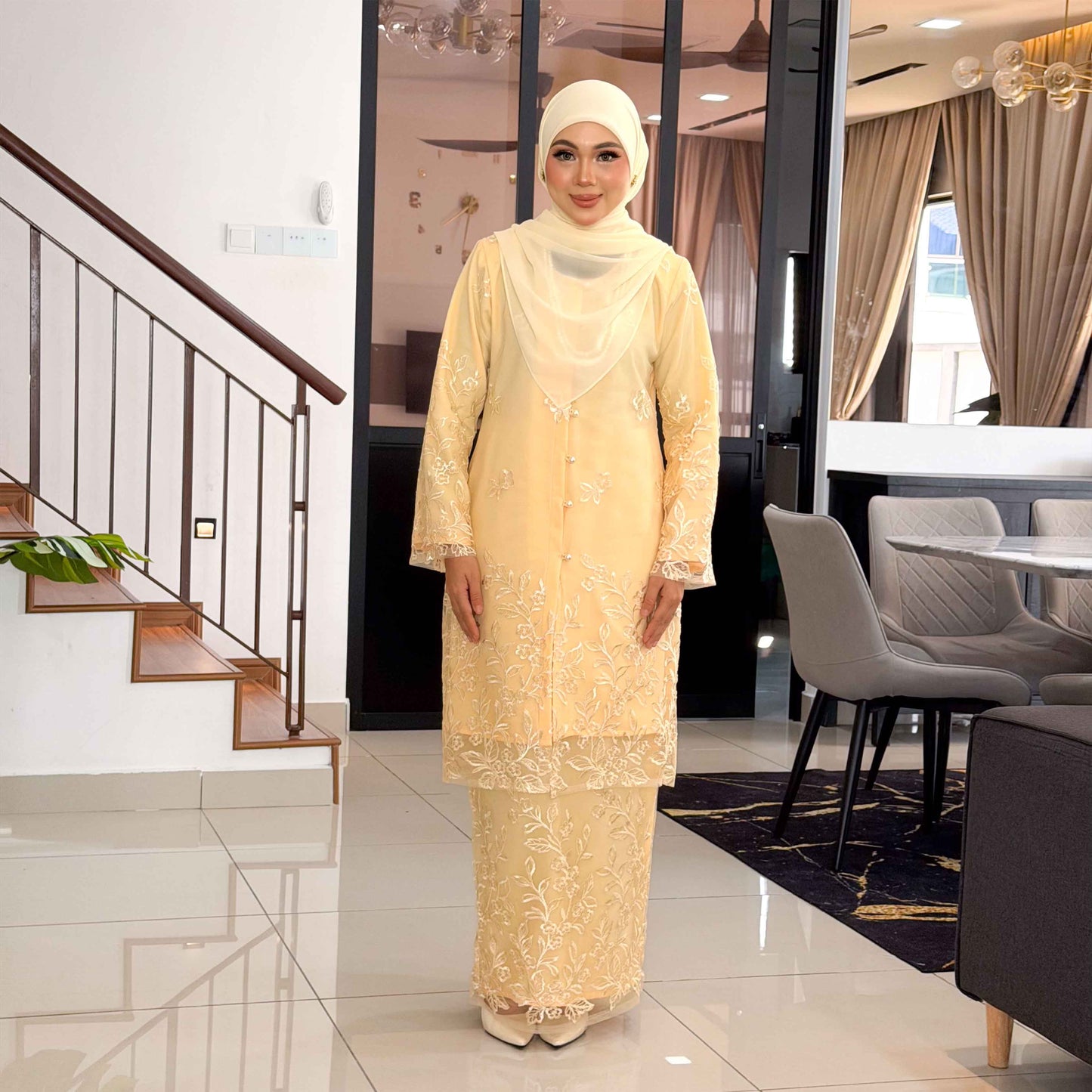 CLARA RIZQA - DALISHA baju kurung muslimah material premium como crepe + Lace