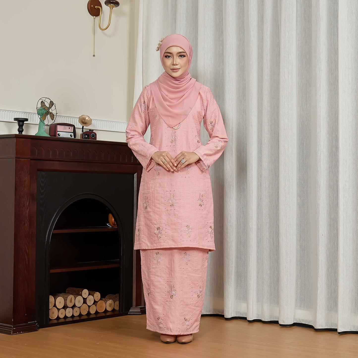 CLARA RIZQA - ALORA baju kurung cantik moden material Cotton Embroidery with lining