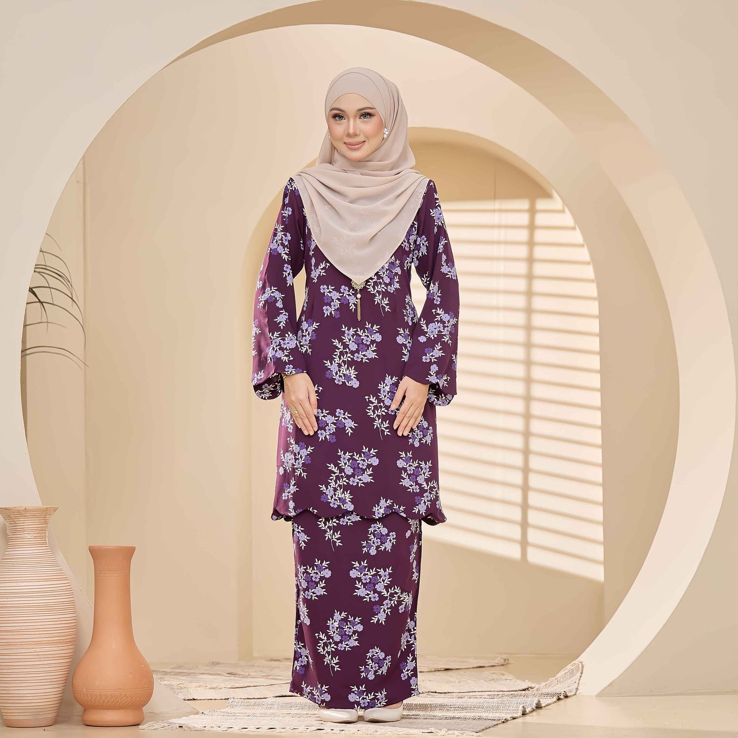 CLARA RIZQA - LAVEENA baju kurung muslimah material premium como crepe printed