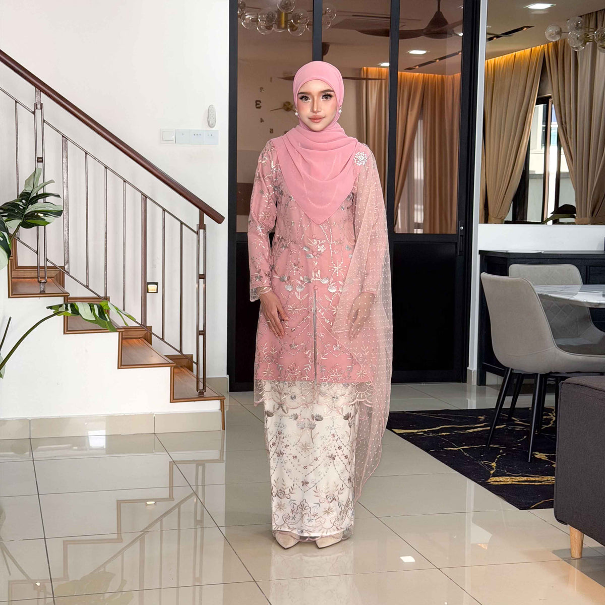 CLARA RIZQA -RAISHA baju kurung muslimah material premium como crepe + Lace