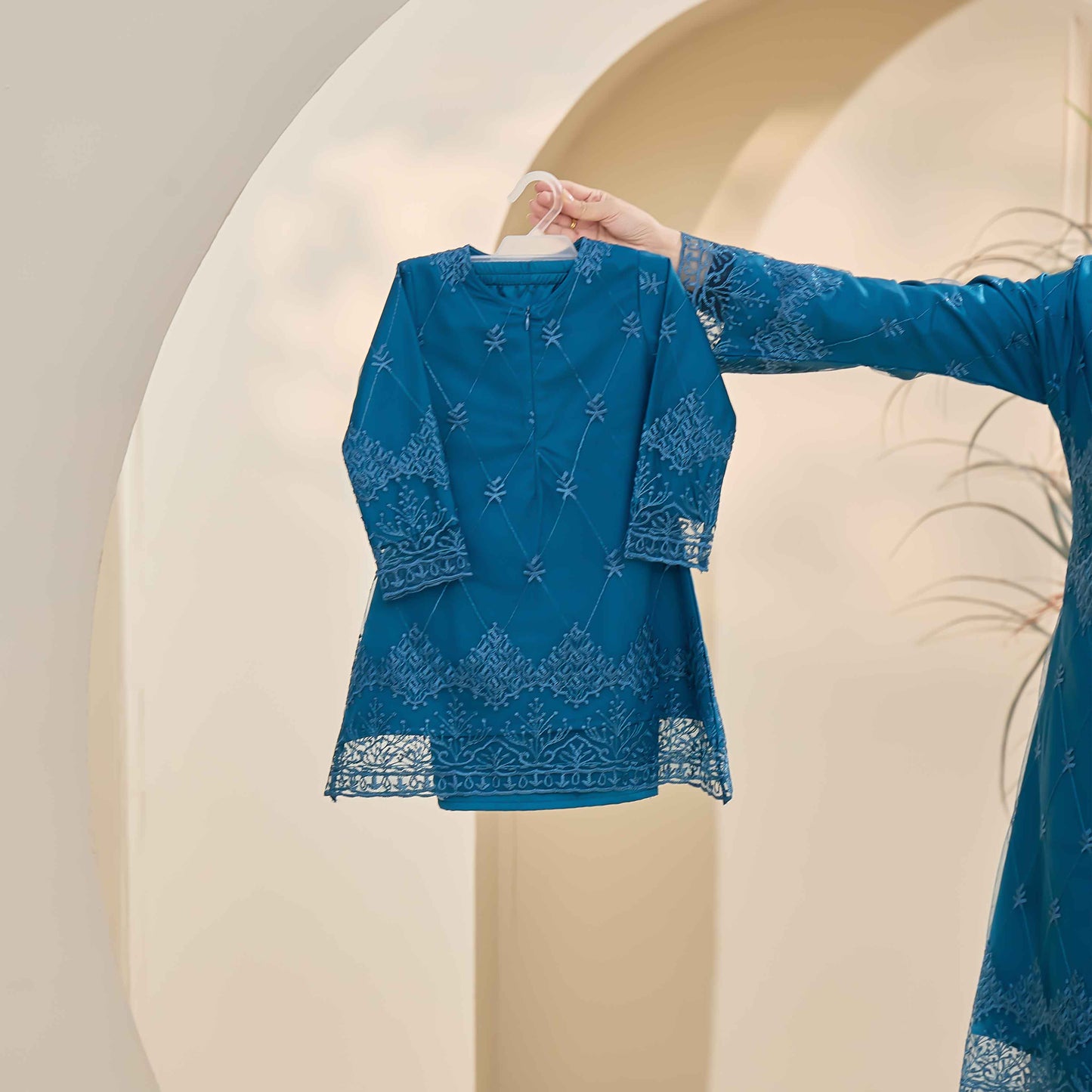 CLARA RIZQA - CLARA RIZQA - LUCIANA kids Baju Kurung cantik material lace + pearl skin lining