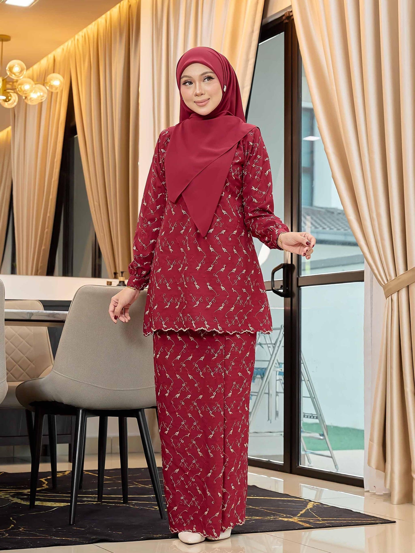 CLARA RIZQA - Kurung Kedah Charlene Cotton Linen Embroidery
