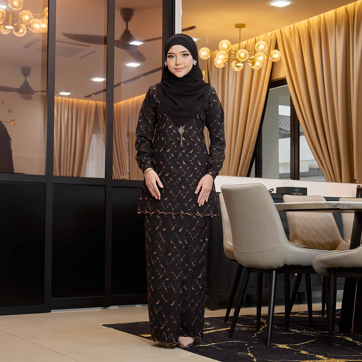 CLARA RIZQA - Kurung Kedah Charlene Cotton Linen Embroidery