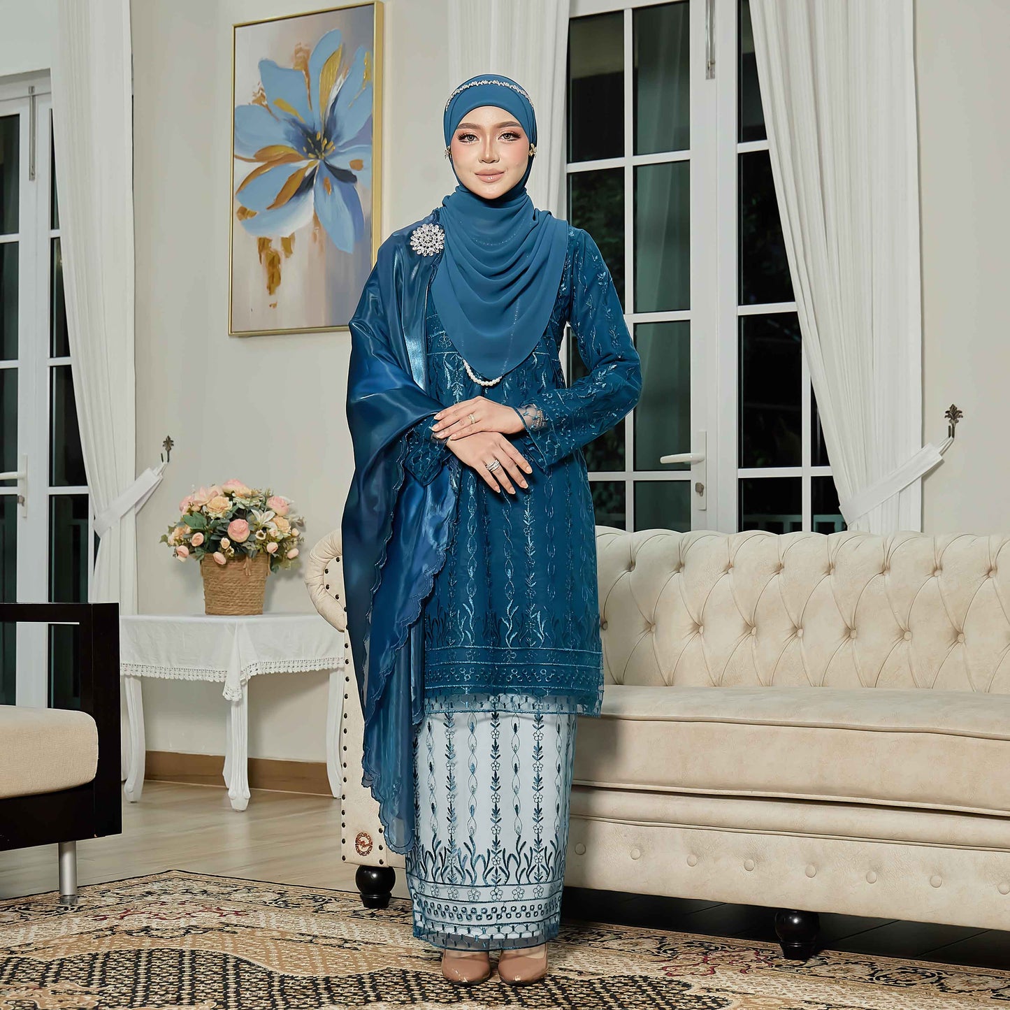 CLARA RIZQA - VIANNA baju kurung muslimah mom material premium como crepe + Lace
