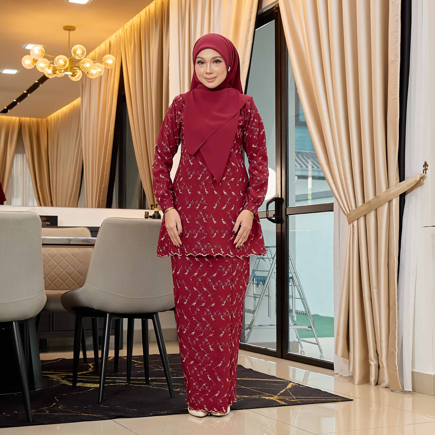 CLARA RIZQA - Kurung Kedah Charlene Cotton Linen Embroidery