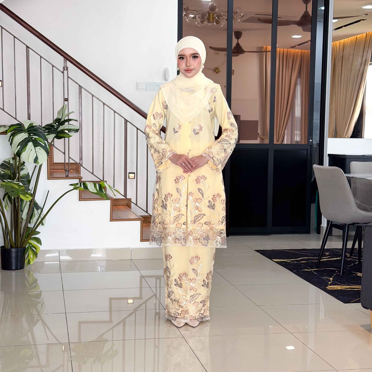 CLARA RIZQA - FEYROSA baju kurung muslimah material premium como crepe + Lace