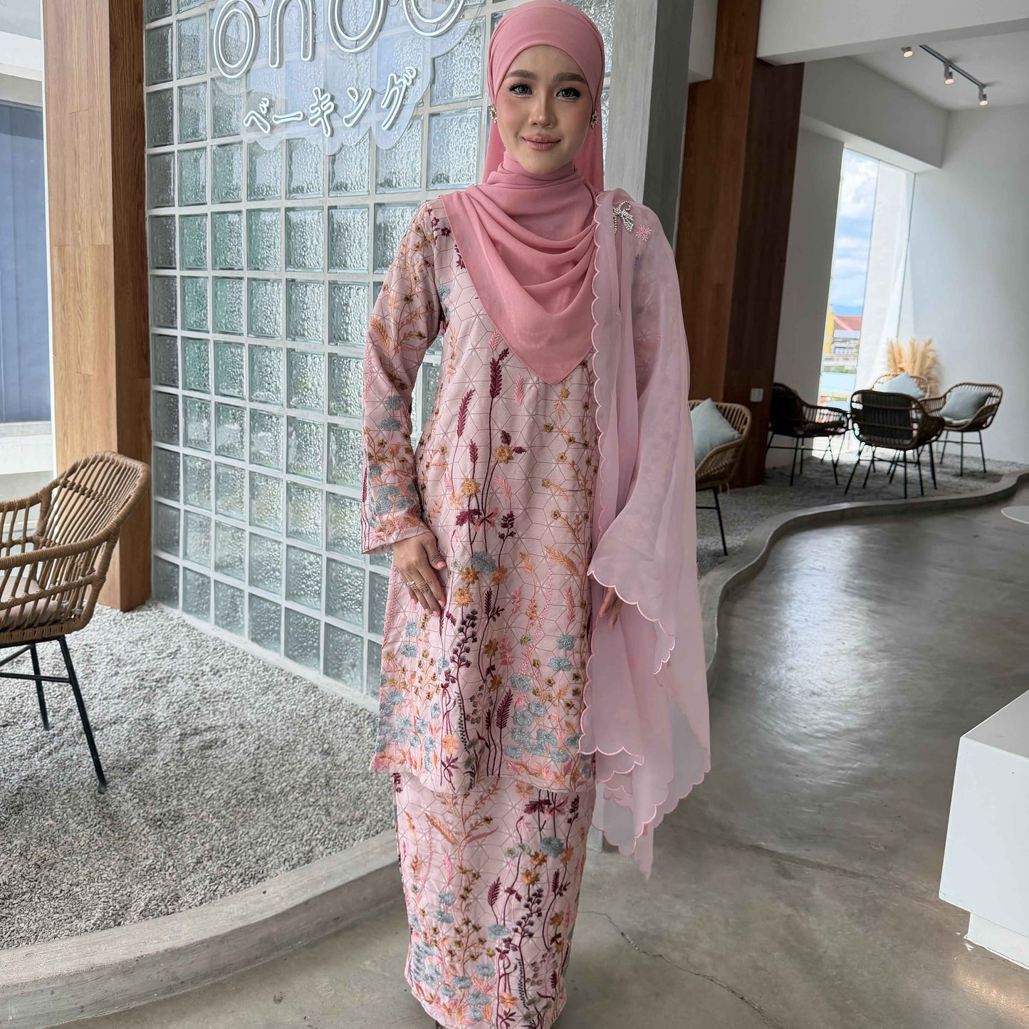 CLARA RIZQA - CAMELLA baju kurung cantik moden material Chiffon Embroidery with lining