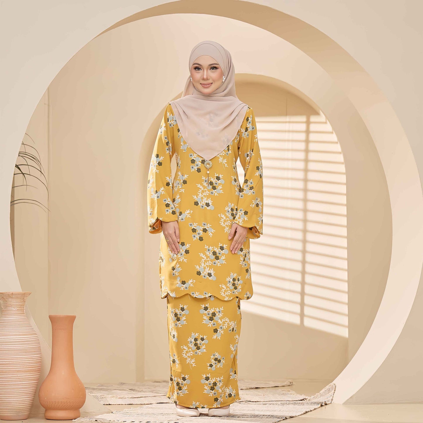 CLARA RIZQA - LAVEENA baju kurung muslimah material premium como crepe printed