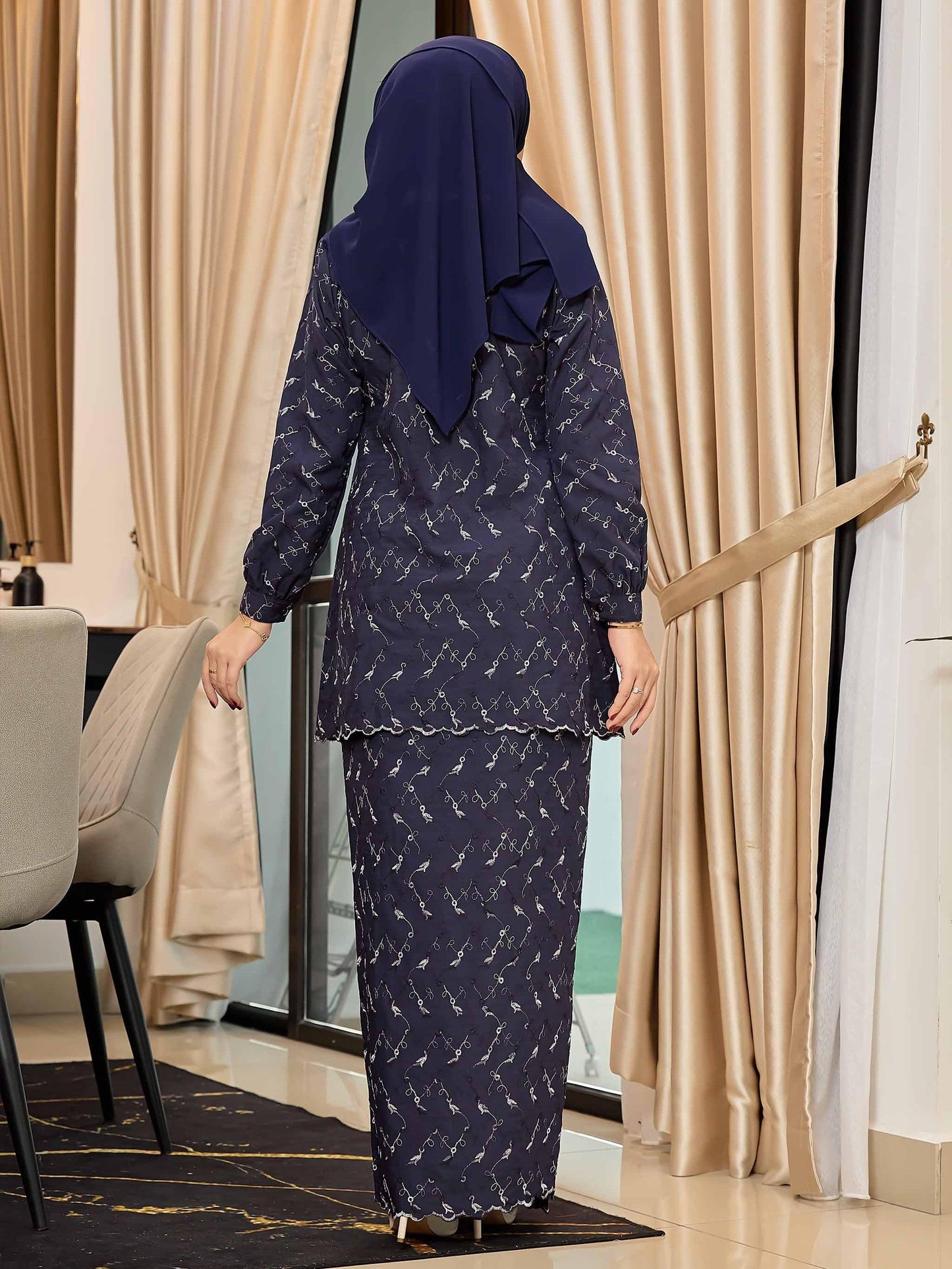 CLARA RIZQA - Kurung Kedah Charlene Cotton Linen Embroidery