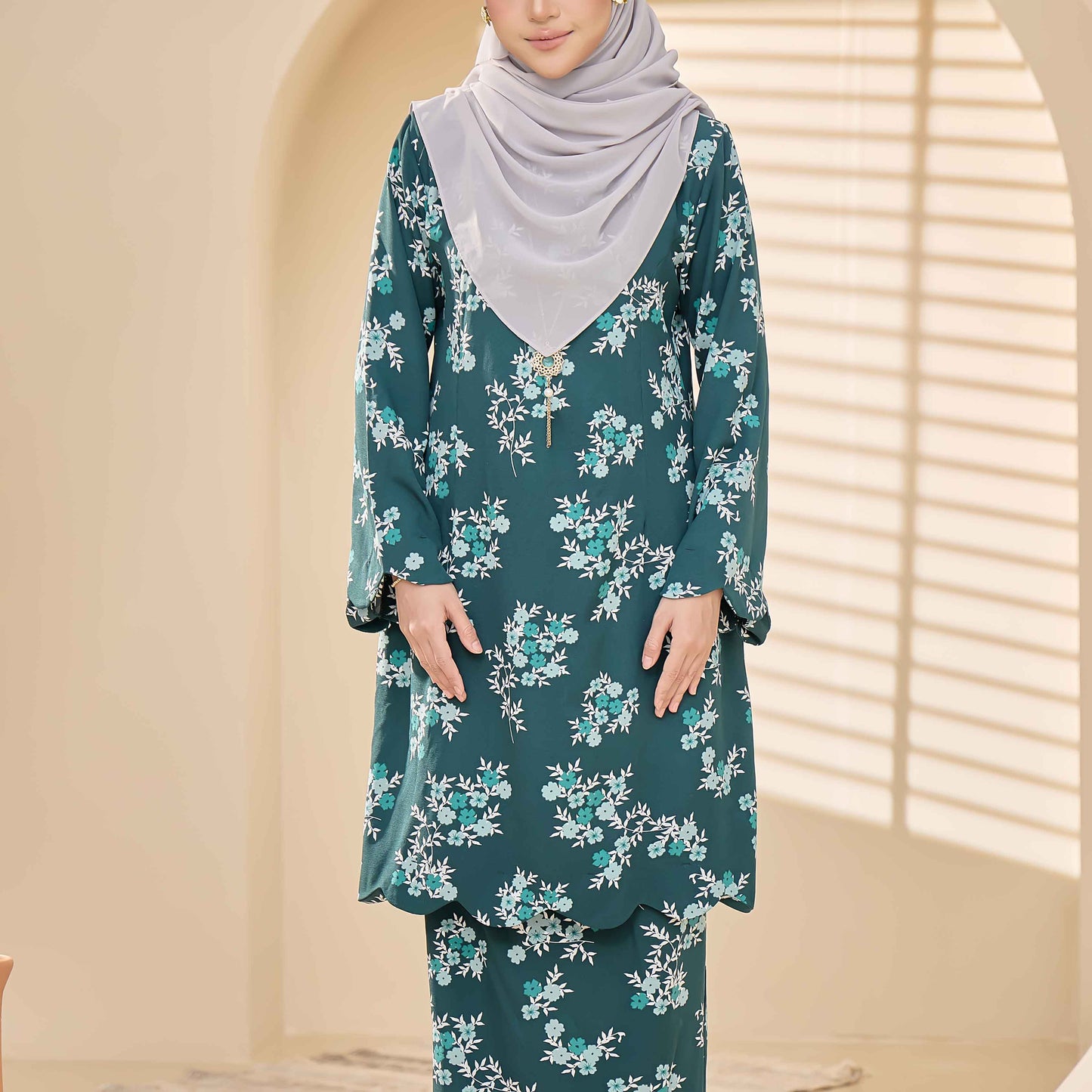CLARA RIZQA - LAVEENA baju kurung muslimah material premium como crepe printed