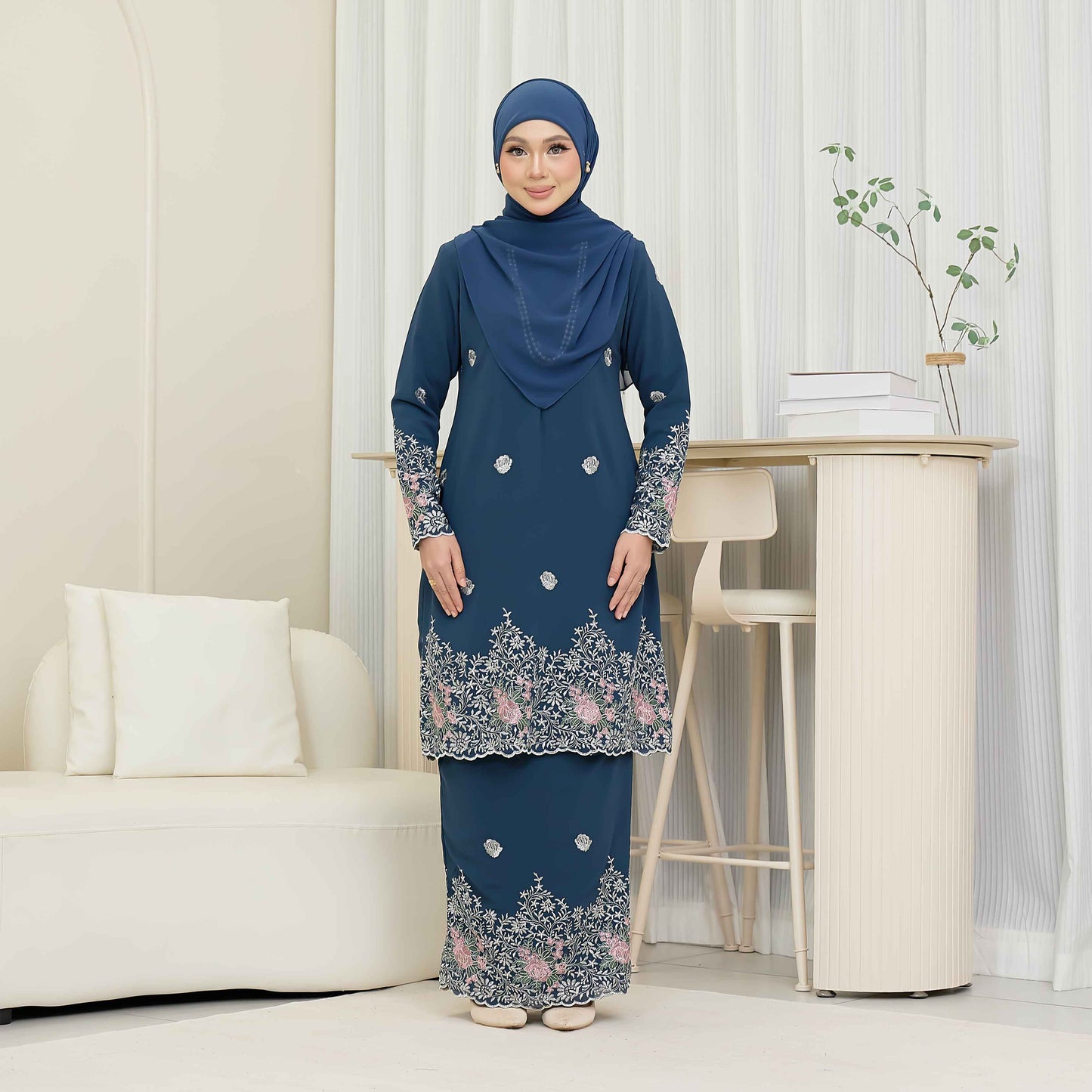 CLARA RIZQA - DERISA baju kurung cantik material Chiffon with lining + Sulaman mom