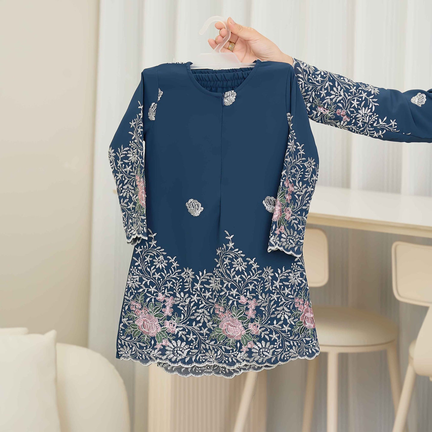 CLARA RIZQA - DERISA baju kurung cantik material Chiffon with lining + Sulaman kids