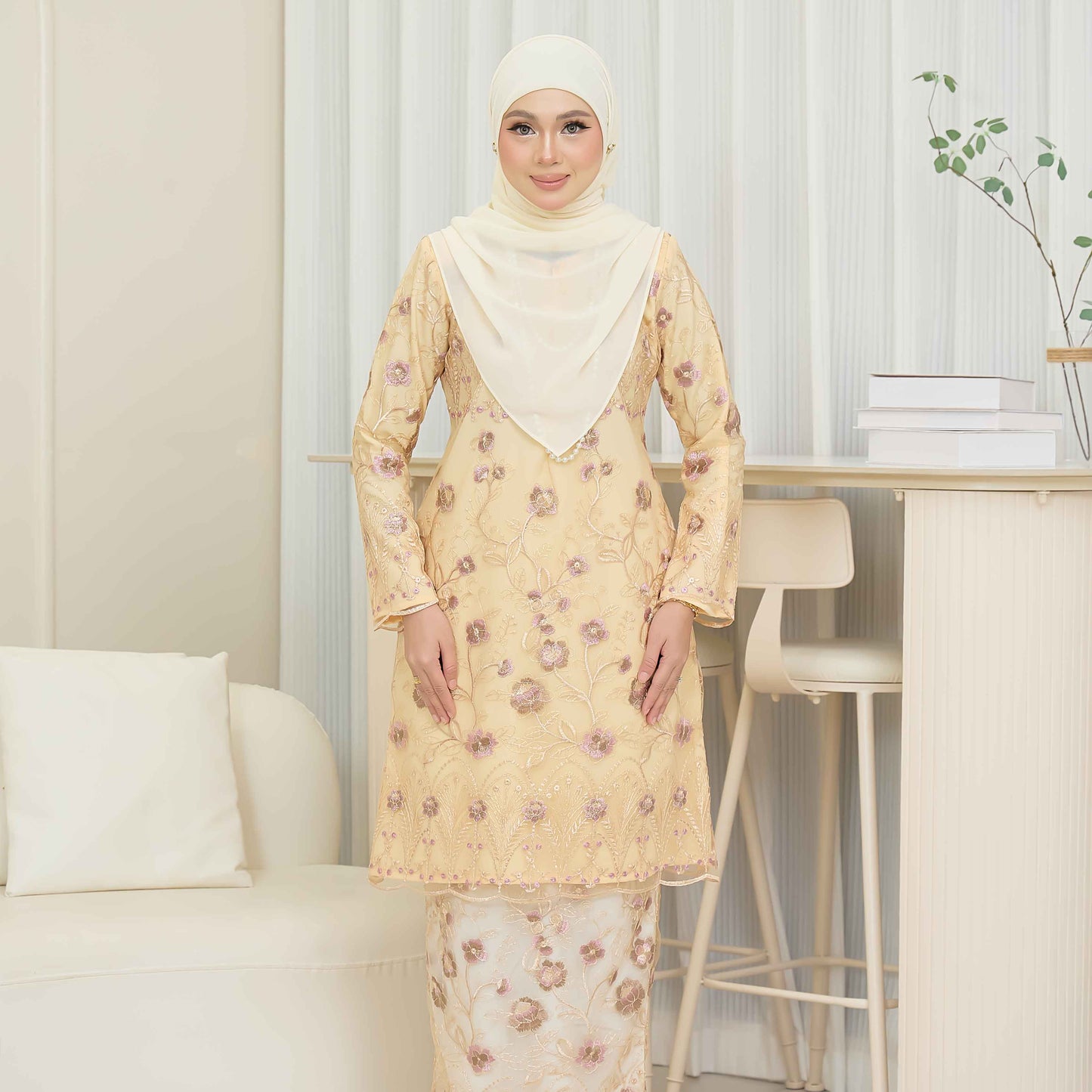 CLARA RIZQA - VANESSA baju kurung muslimah mom material premium como crepe + Lace