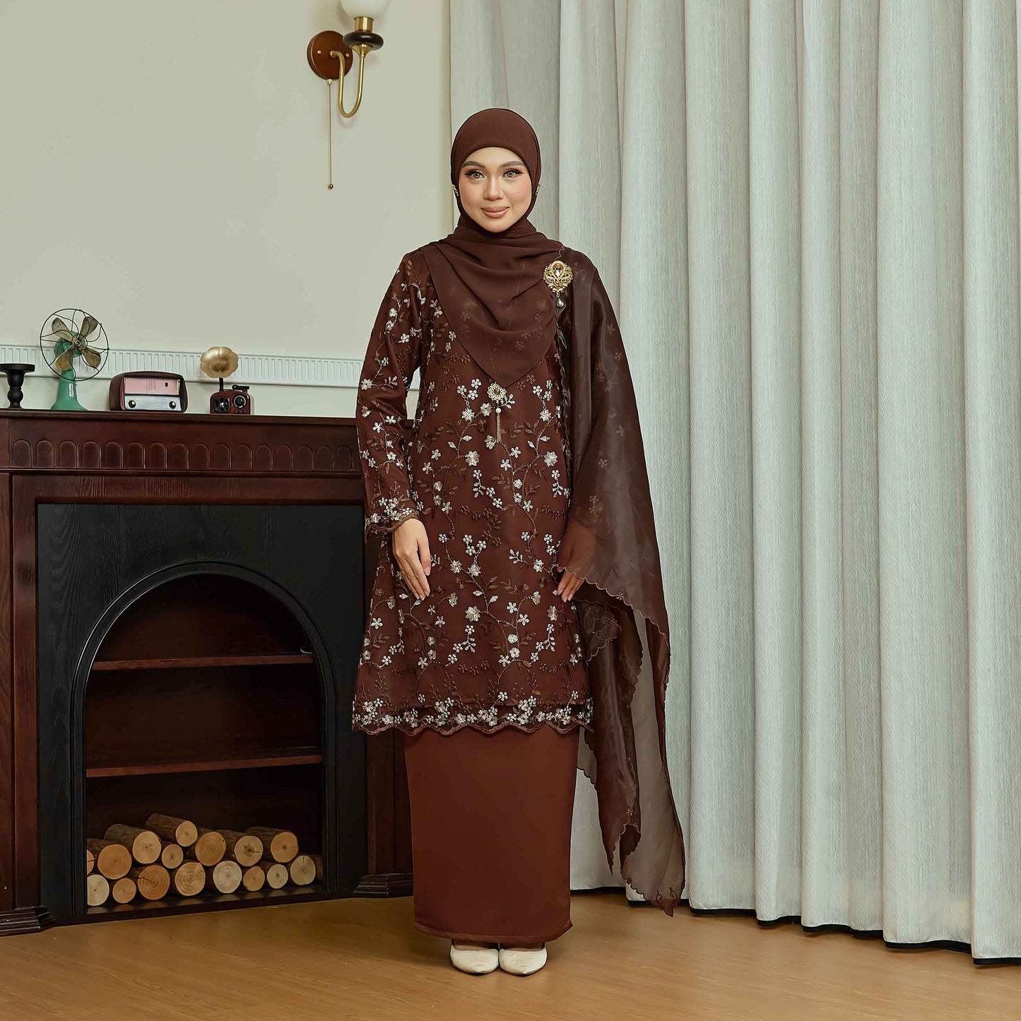 CLARA RIZQA - DIANDRA Mom baju kurung muslimah material premium pearl skin with lace