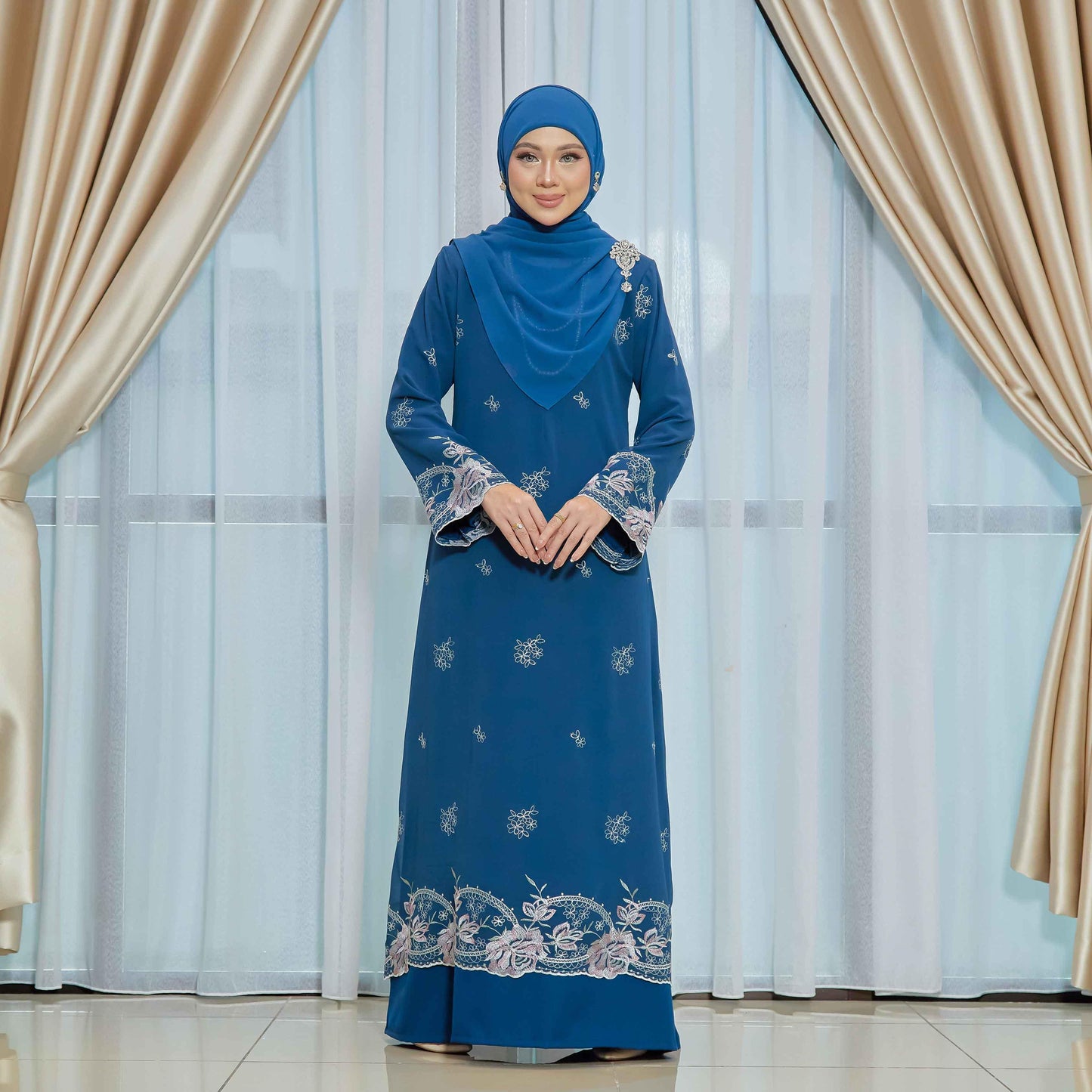 CLARA RIZQA - FEYARA Jubah Abaya material chiffon embroidery with lining como crepe