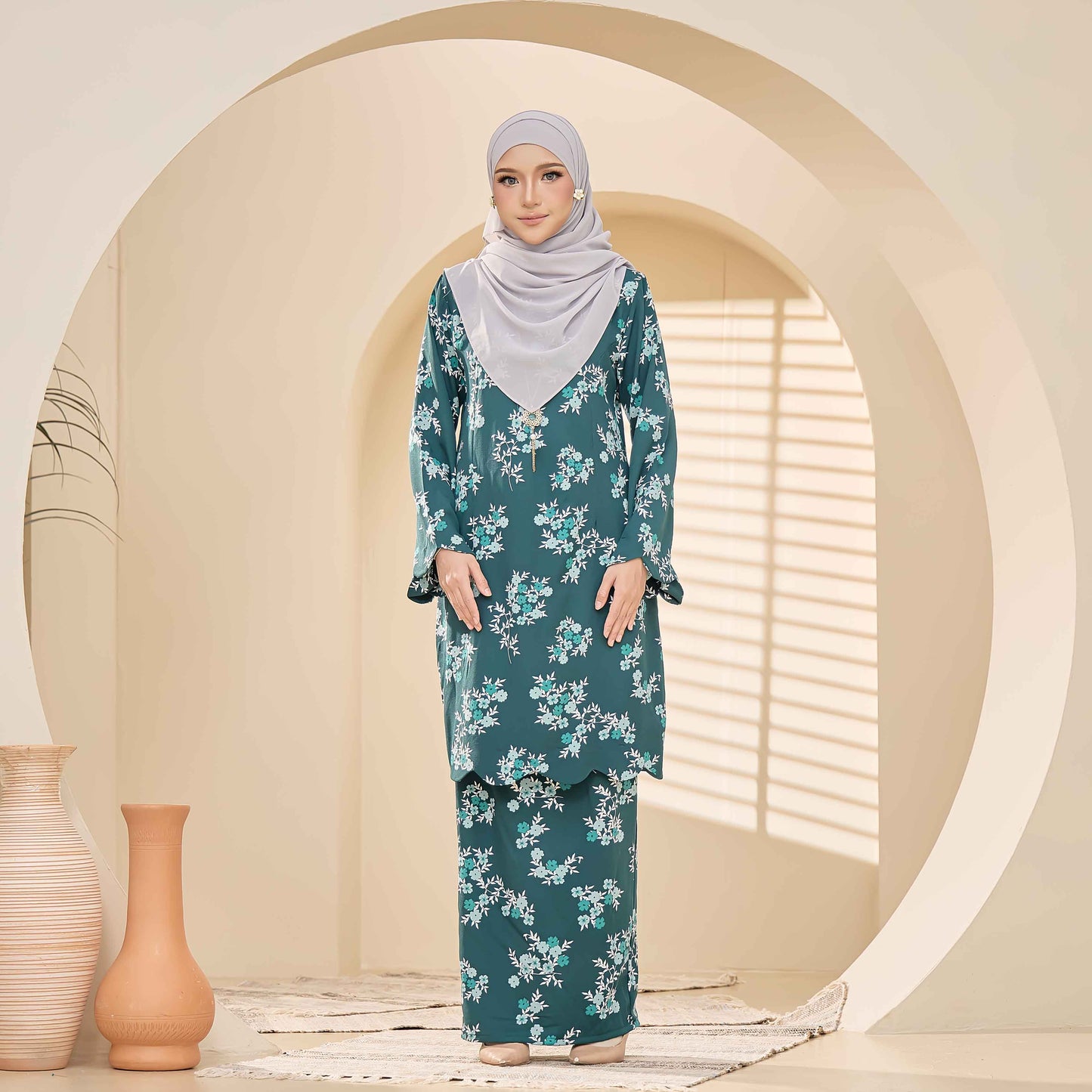 CLARA RIZQA - LAVEENA baju kurung muslimah material premium como crepe printed