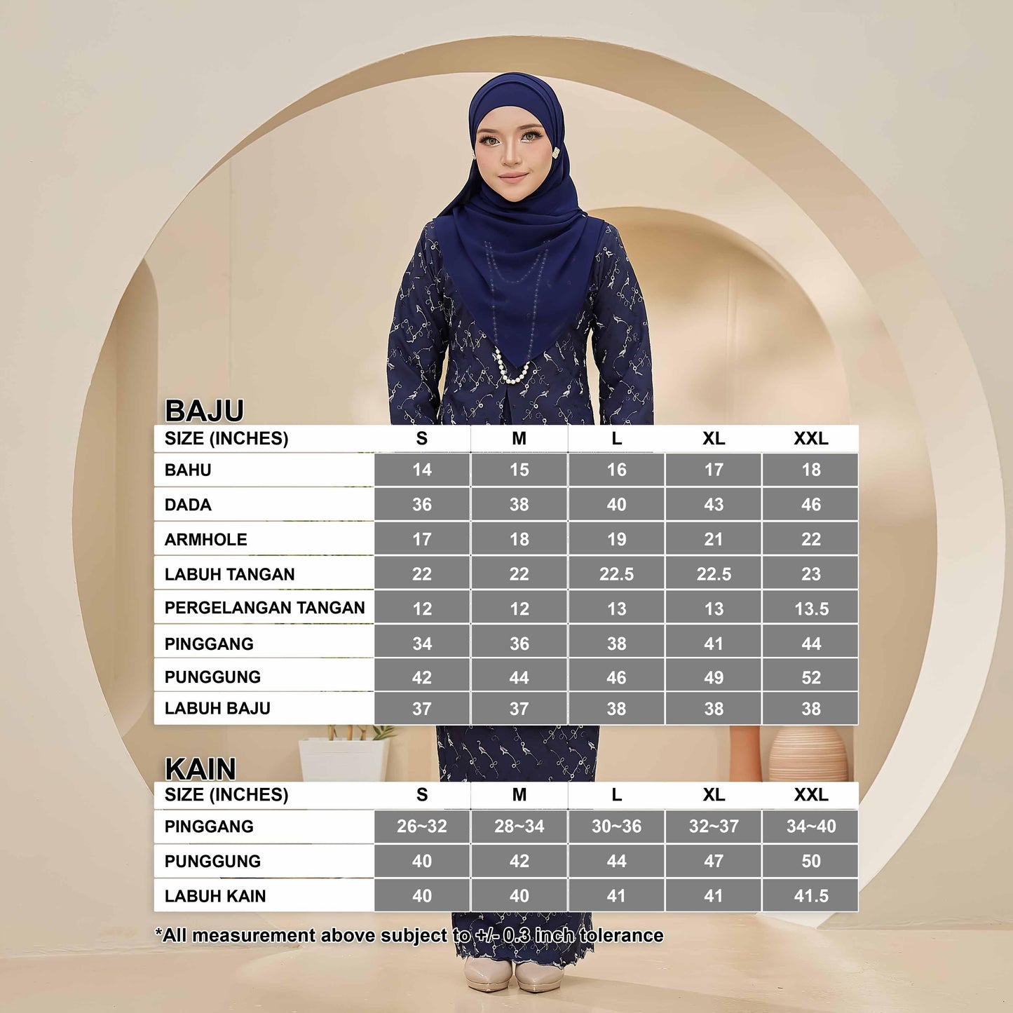CLARA RIZQA - CLARISSA baju kurung muslimah material Cotton Linen Embossed With 3 Tone Colour Embroidery