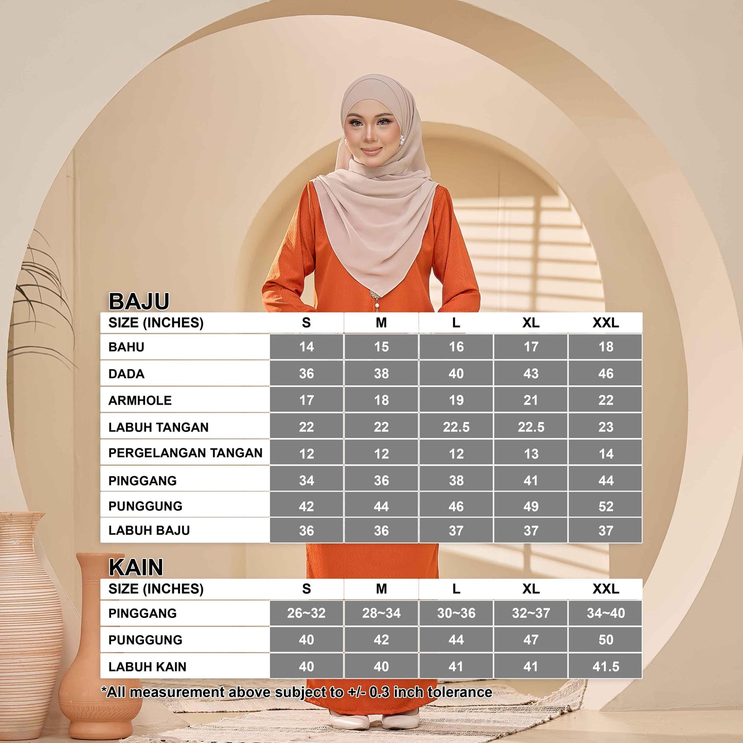 CLARA RIZQA - BRYNDA Baju Kurung muslimah sutera dobby & lace tangan