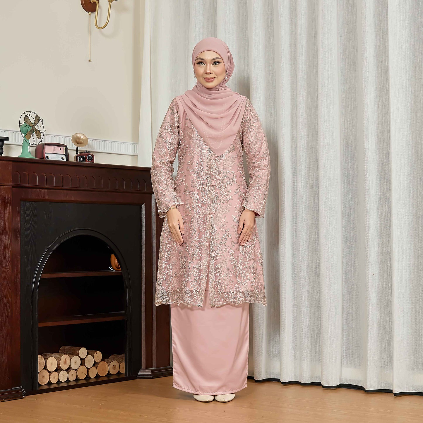 CLARA RIZQA - PETRA baju kurung moden material lace + sutera pearl lace
