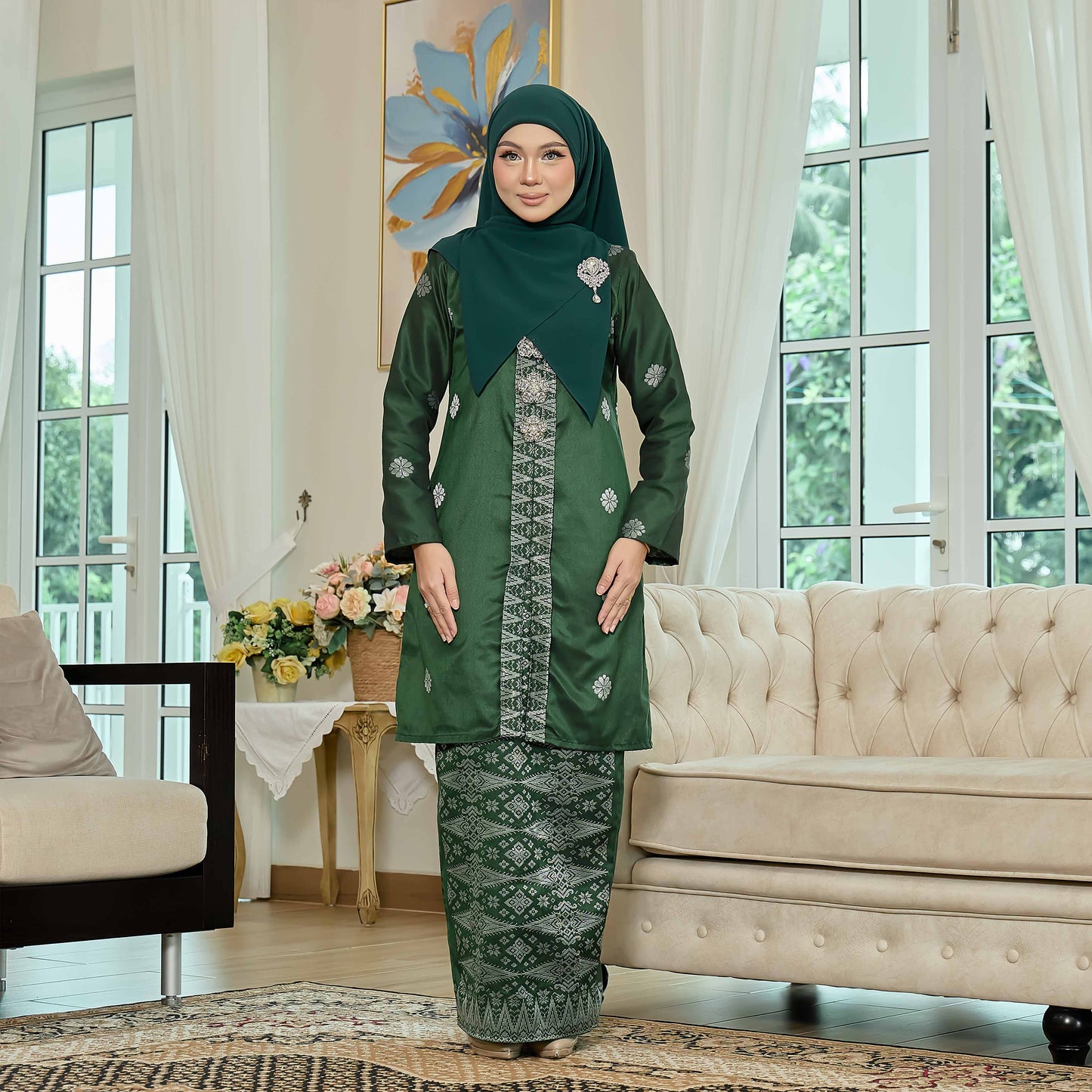 CLARA RIZQA Kebaya Mahsuri Baju Muslimah Material Songket Tenun Asli