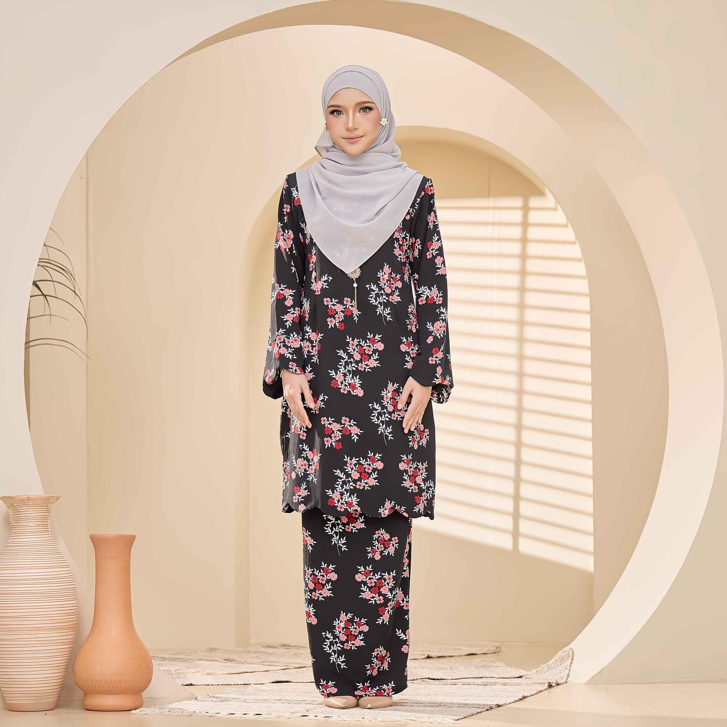 CLARA RIZQA - LAVEENA baju kurung muslimah material premium como crepe printed