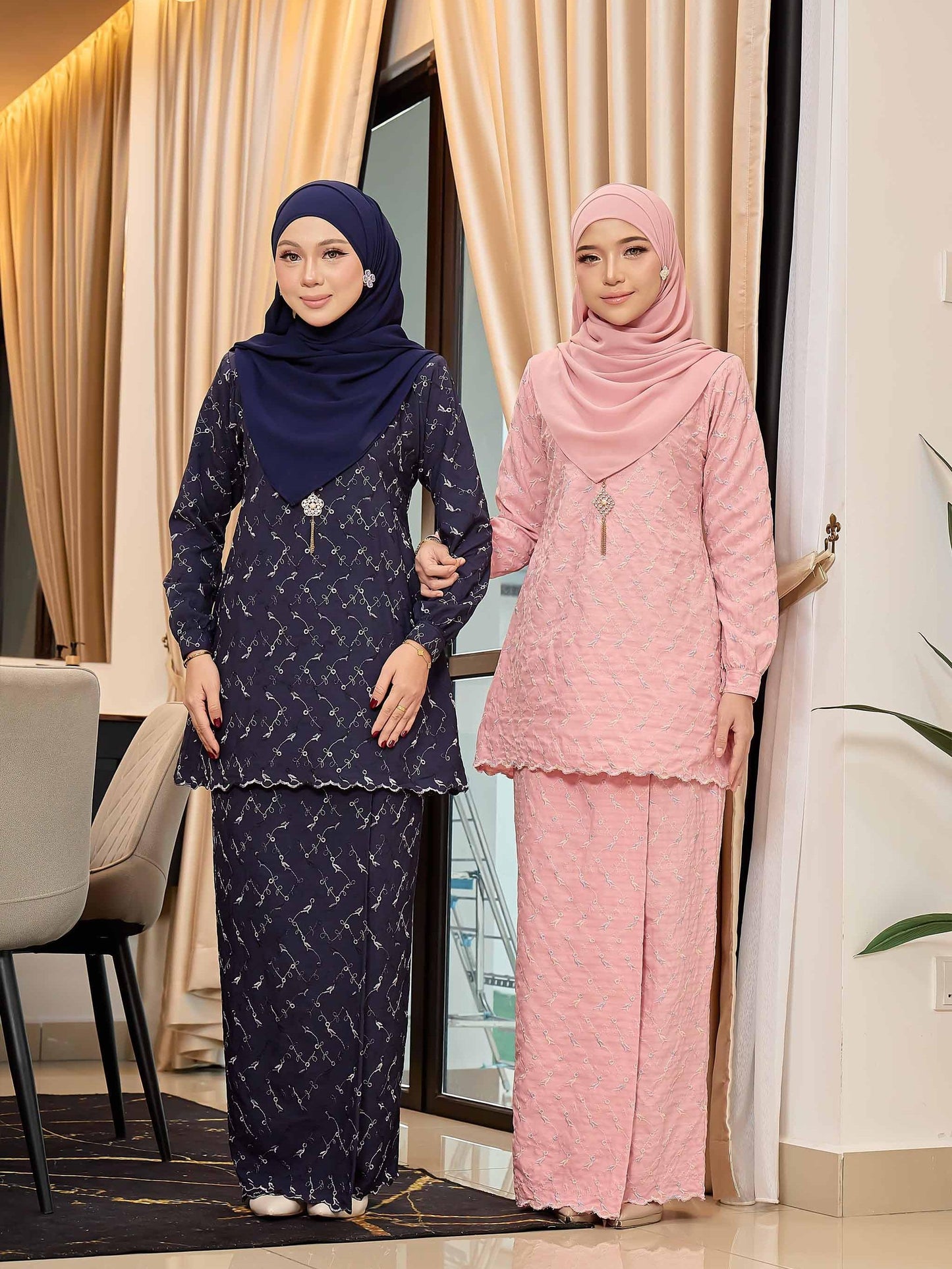 CLARA RIZQA - Kurung Kedah Charlene Cotton Linen Embroidery