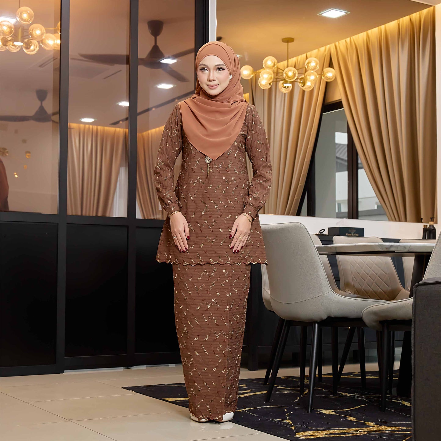 CLARA RIZQA - Kurung Kedah Charlene Cotton Linen Embroidery