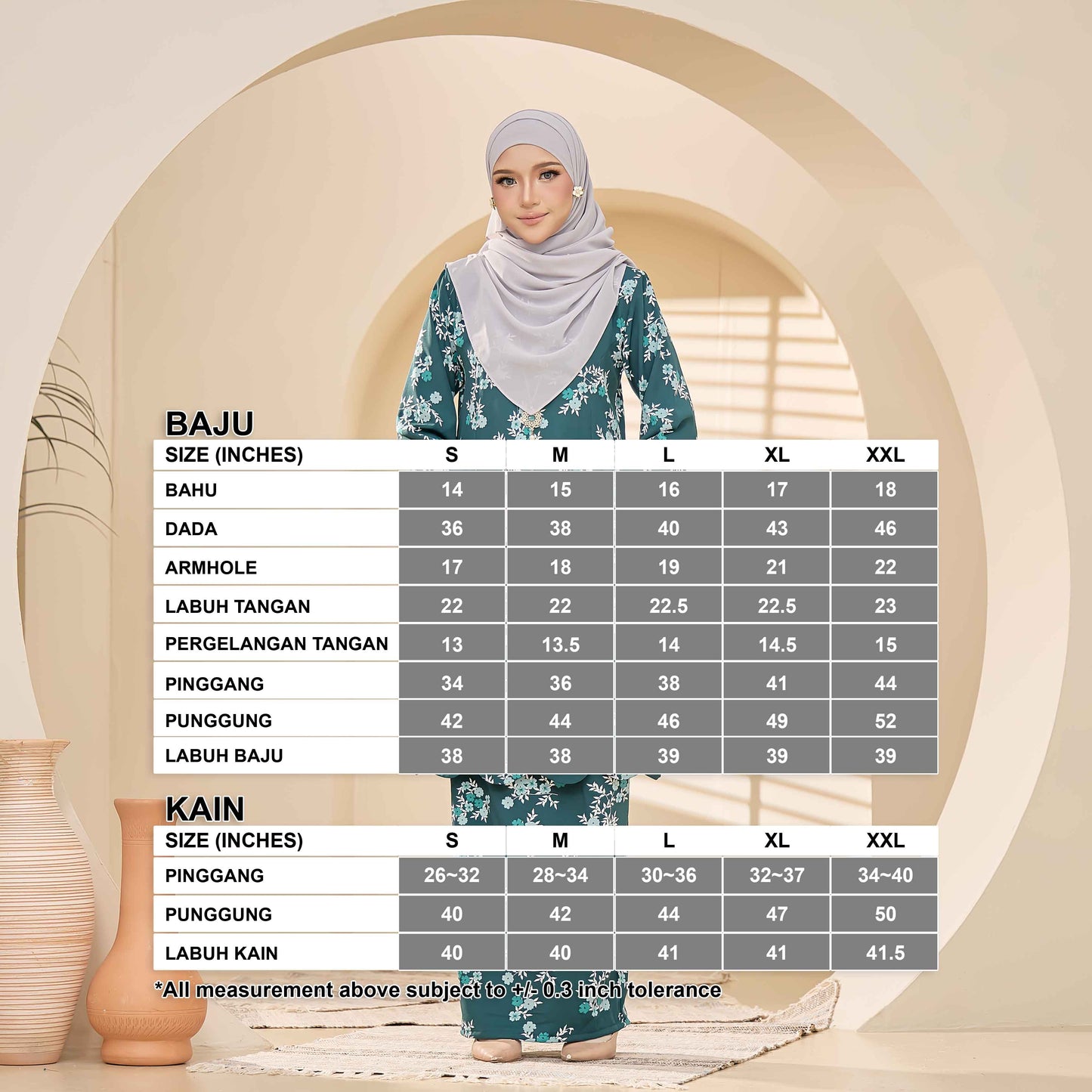 CLARA RIZQA - LAVEENA baju kurung muslimah material premium como crepe printed