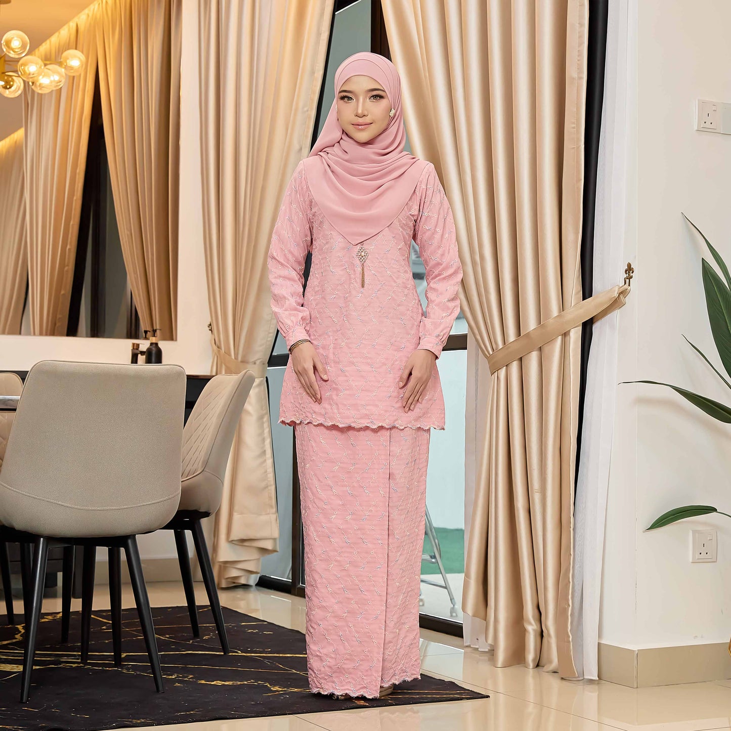 CLARA RIZQA - Kurung Kedah Charlene Cotton Linen Embroidery