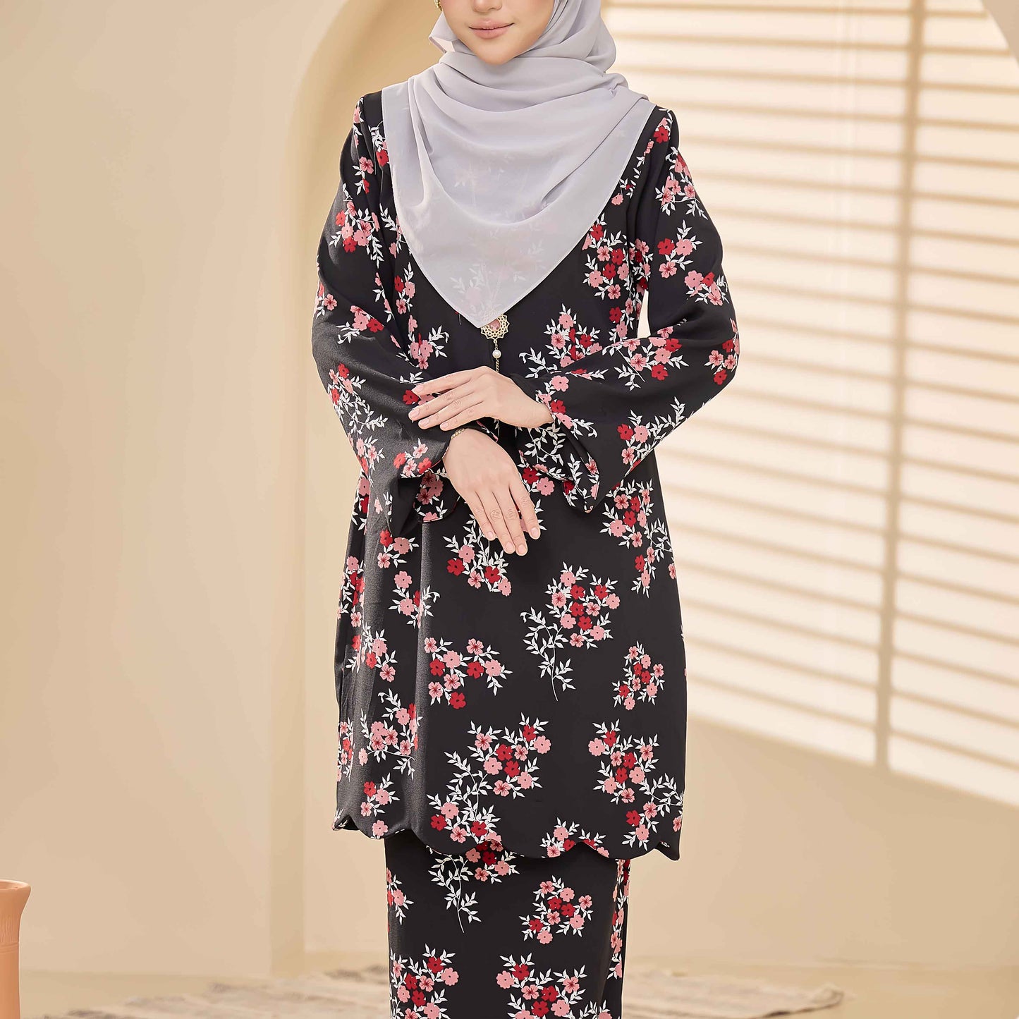 CLARA RIZQA - LAVEENA baju kurung muslimah material premium como crepe printed