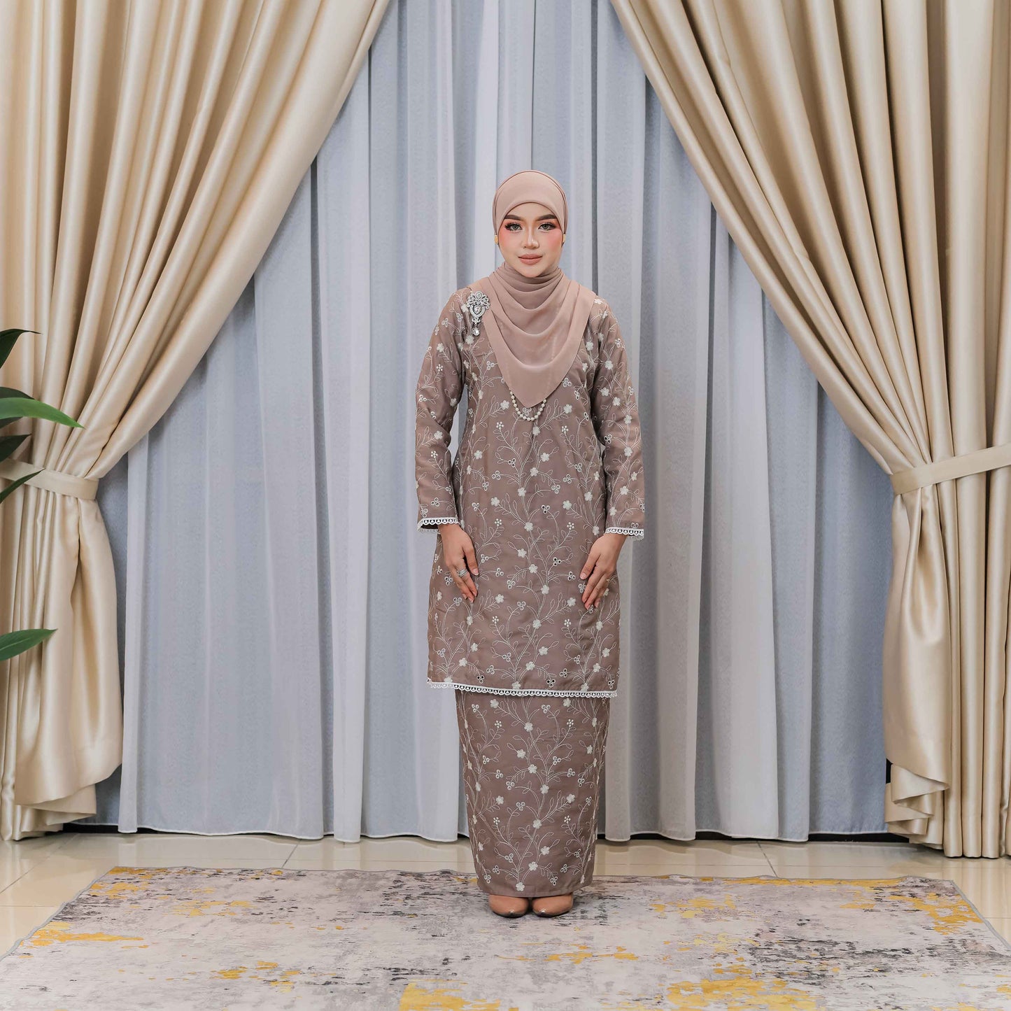 CLARA RIZQA - JASMINE baju kurung cantik moden material Cotton Embroidery with lining