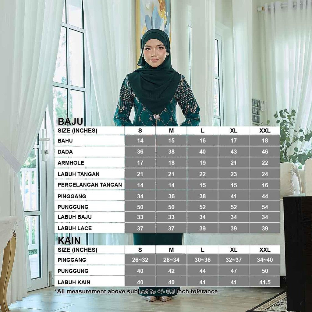 CLARA RIZQA - CAMILLA Baju kurung muslimah lace + Como Crepe