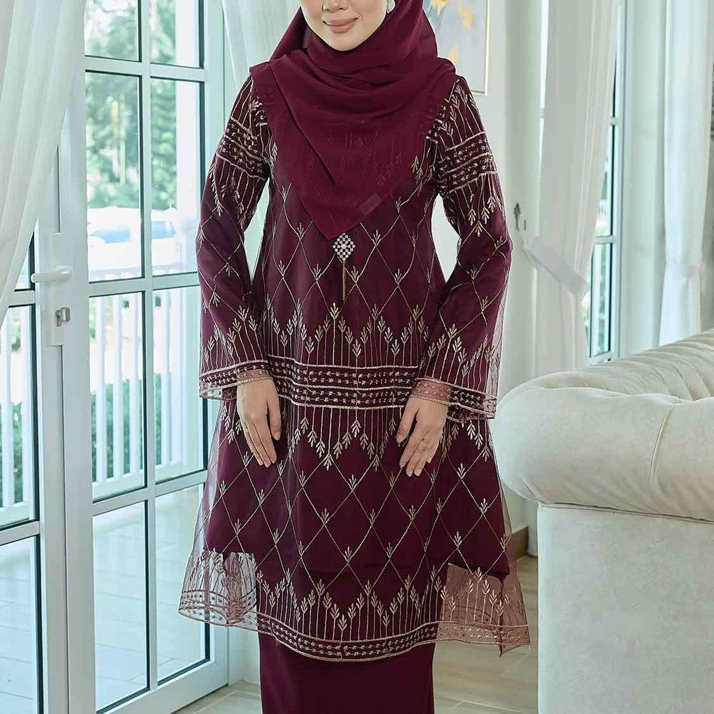 CLARA RIZQA - CAMILLA Baju kurung muslimah lace + Como Crepe