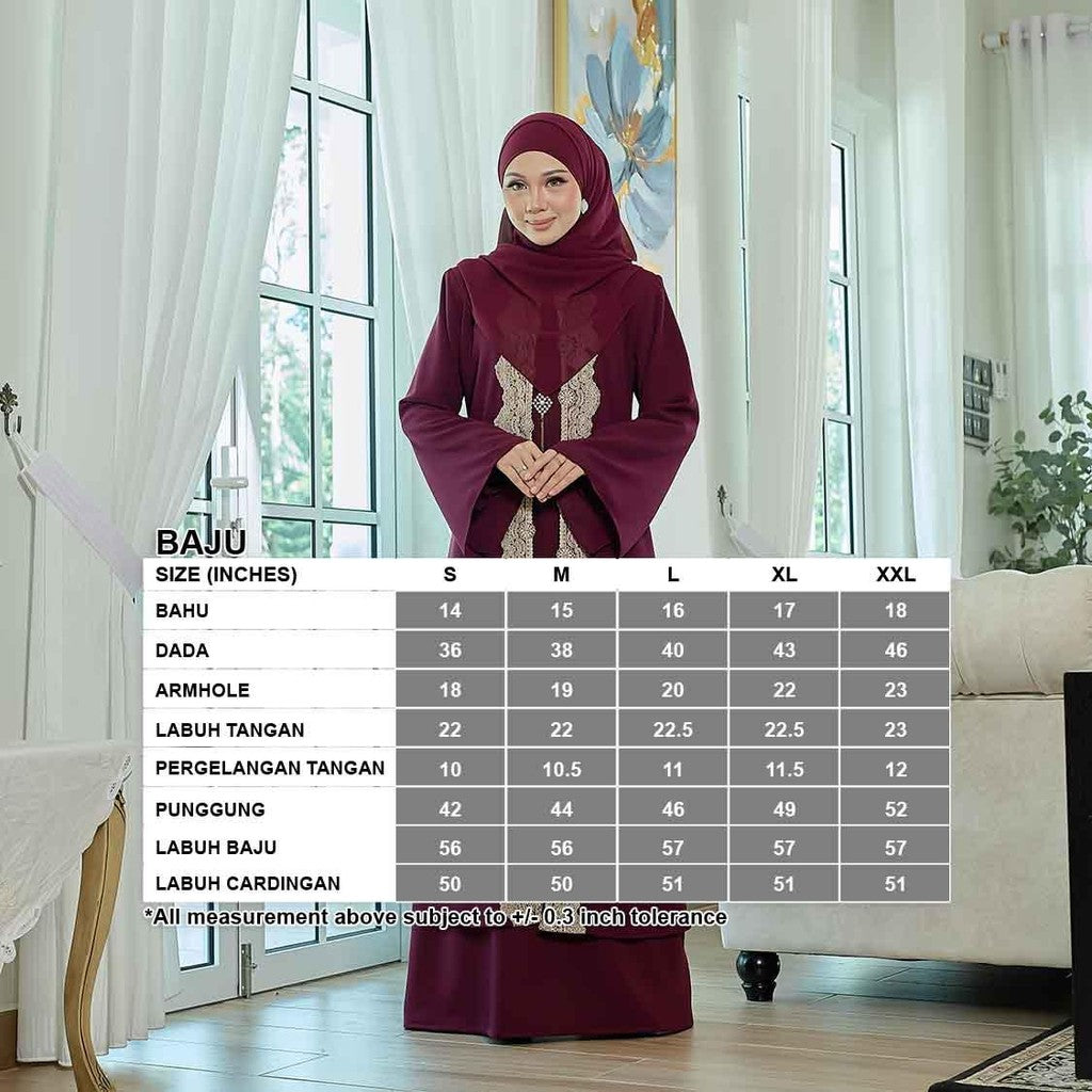 CLARA RIZQA - NOUR Jubah Lace Muslimah + Shawl Material Chiffon + Lace + Chiffon