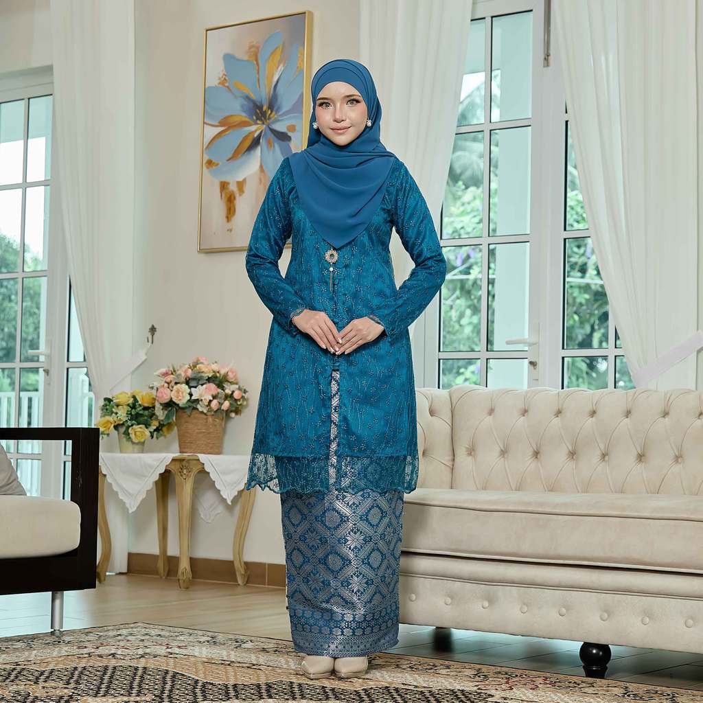 CLARA RIZQA - Laurabelle Mom baju kurung muslimah material embroidery lace + satin velvet(lining) + songket
