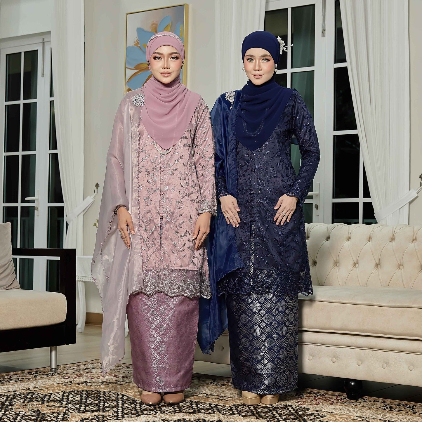 CLARA RIZQA - ROSSABELLE Mom baju kurung muslimah material embroidery lace + satin velvet(lining) + songket