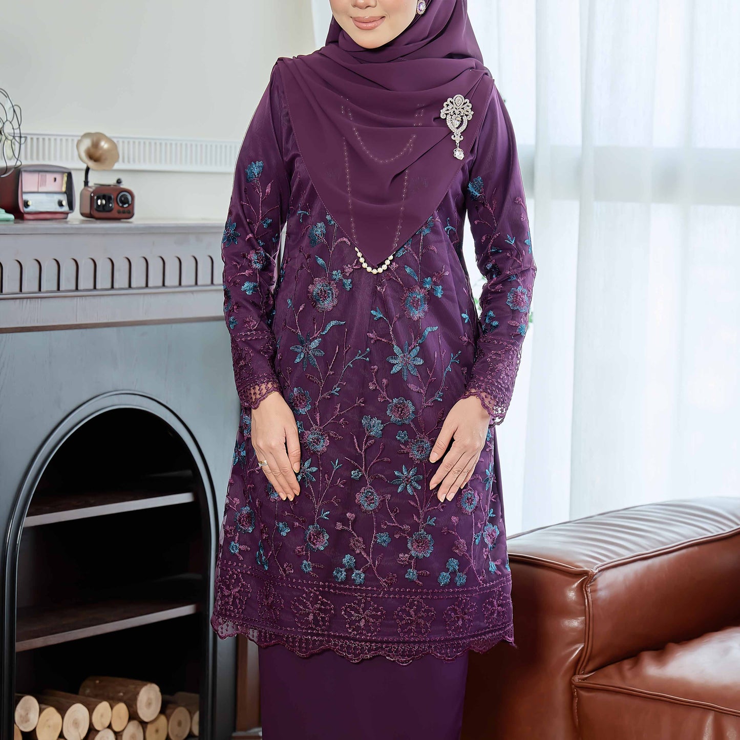 CLARA RIZQA - Catriona Mom baju kurung muslimah material premium pearl skin with lace