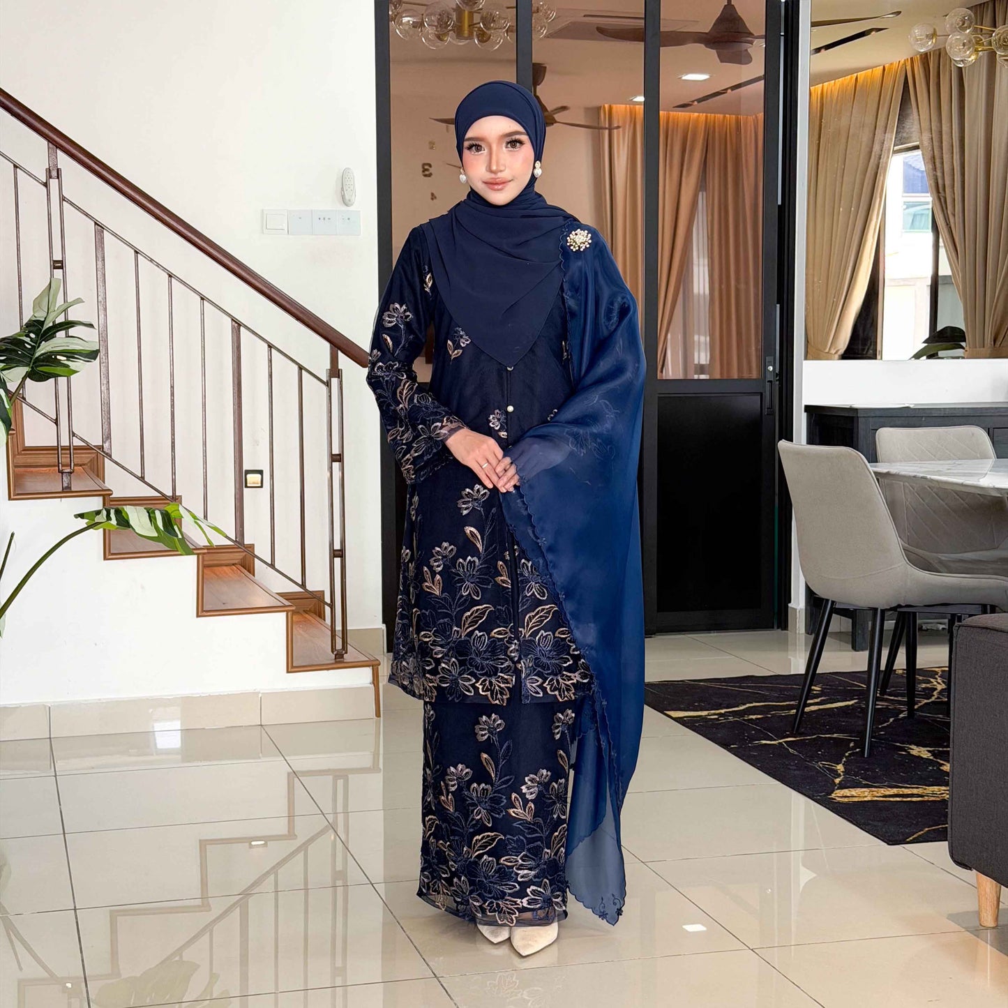CLARA RIZQA - FEYROSA baju kurung muslimah material premium como crepe + Lace