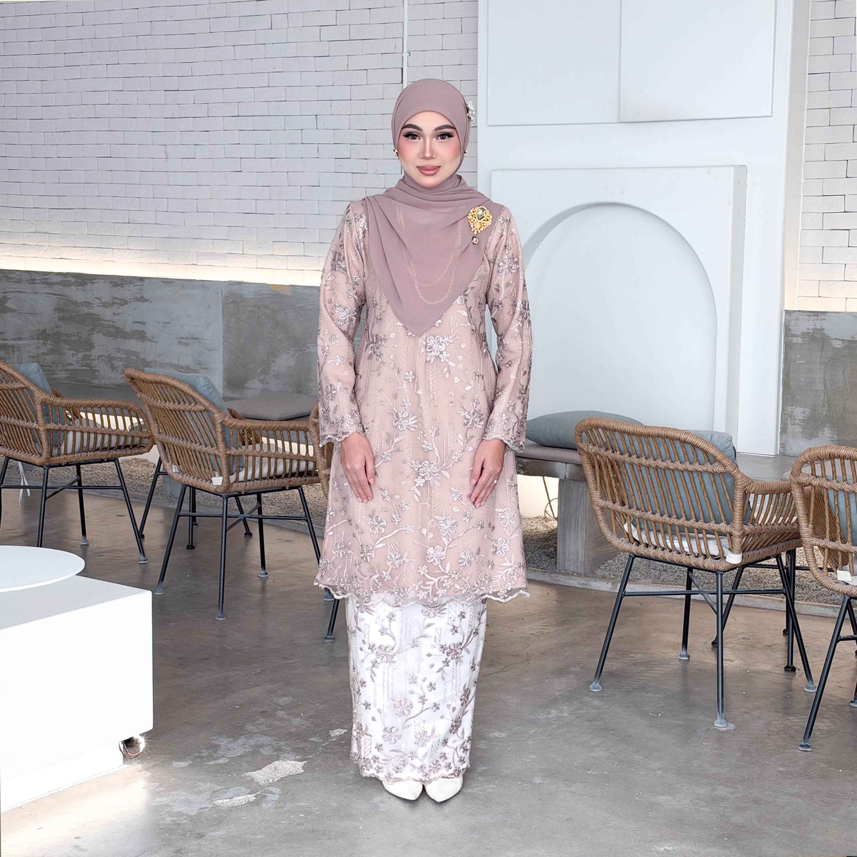CLARA RIZQA - SOFIA baju kurung muslimah material premium como crepe + Lace