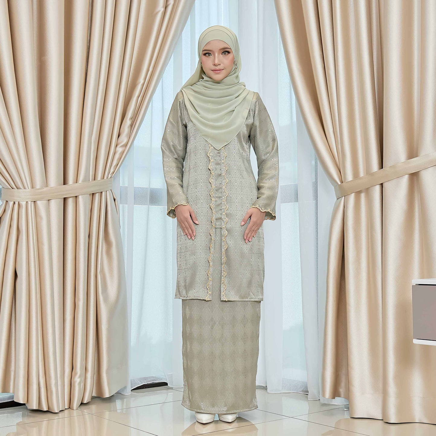 CLARA RIZQA - DIAN baju kurung muslimah material jacquard sulam