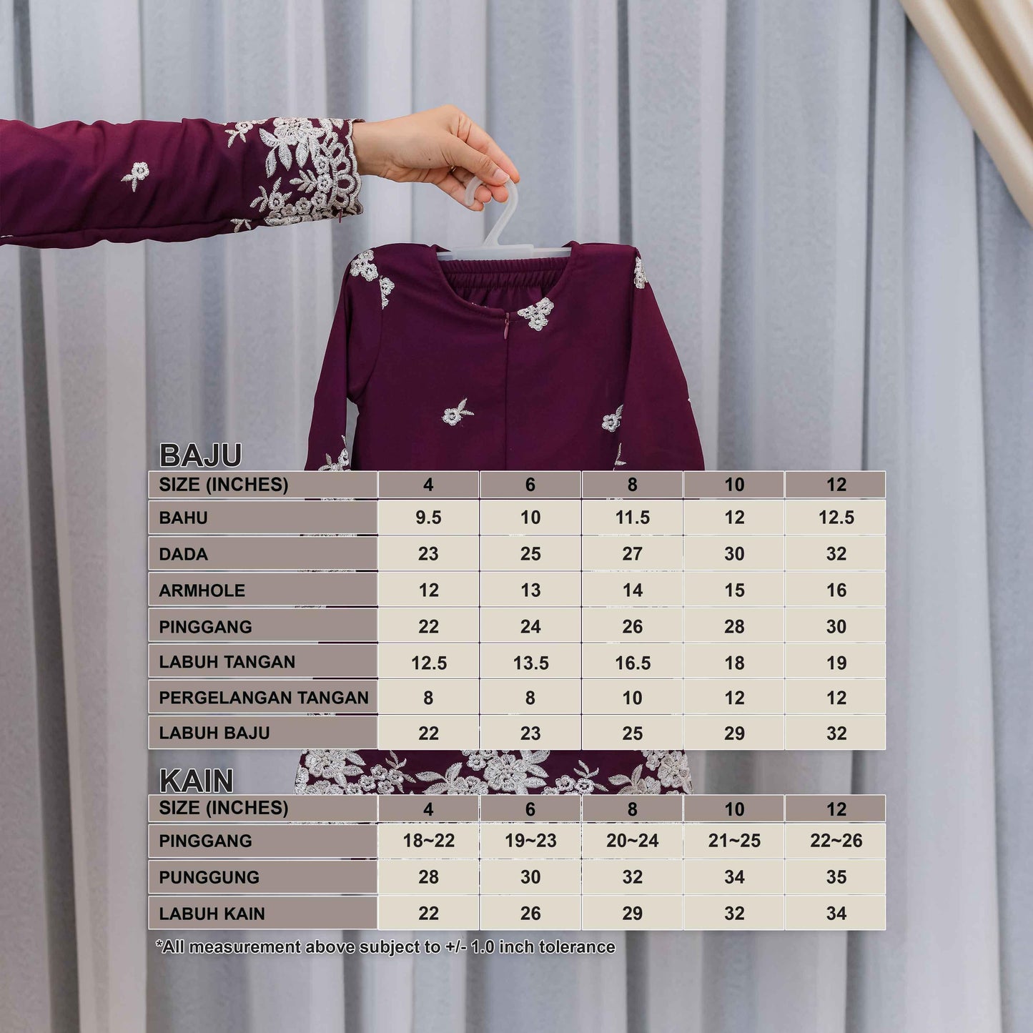 CLARA RIZQA - AVELINE baju kurung cantik material Chiffon embroidery with lining (kids)