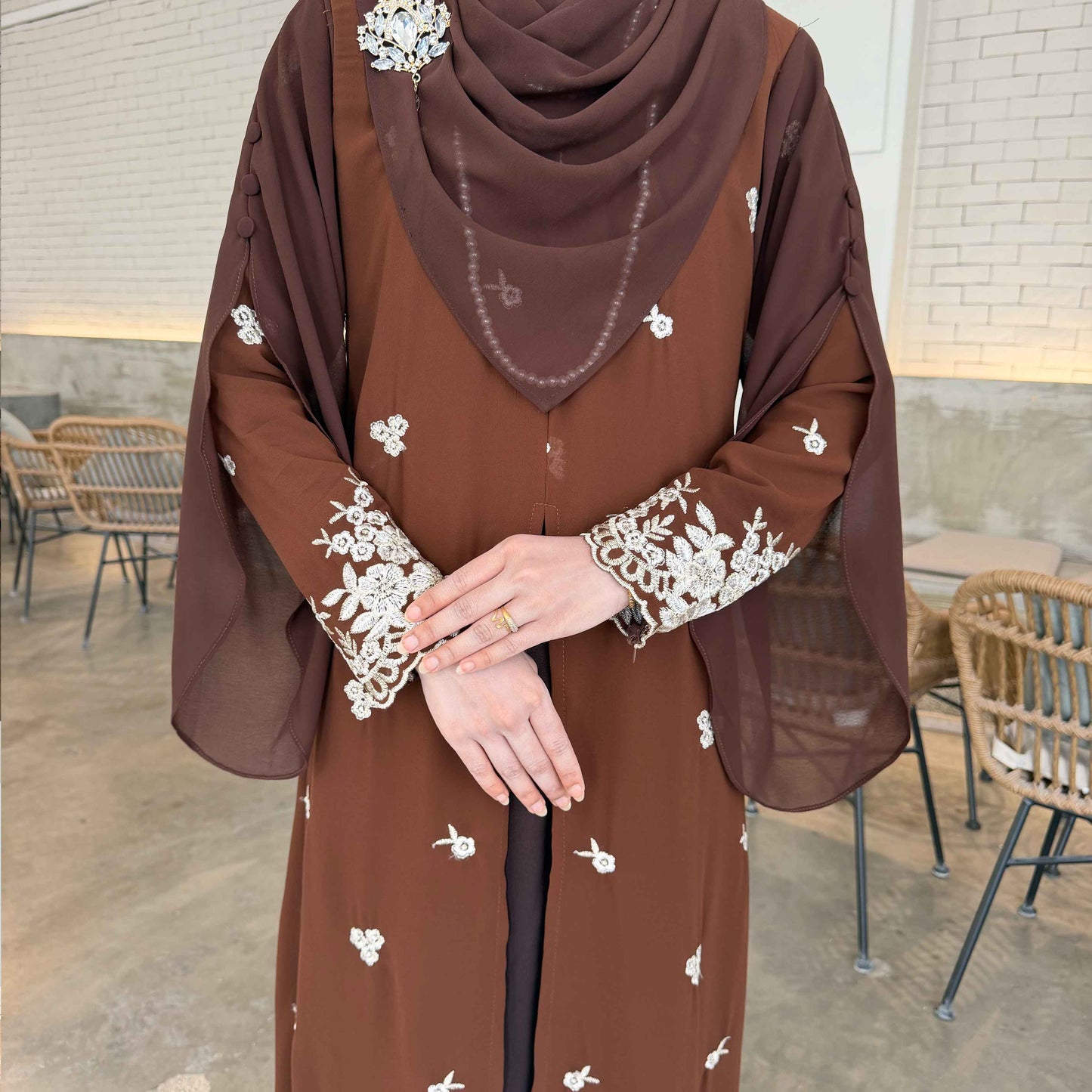 CLARA RIZQA - HAWRA Jubah Abaya material chiffon embroidery with lining como crepe