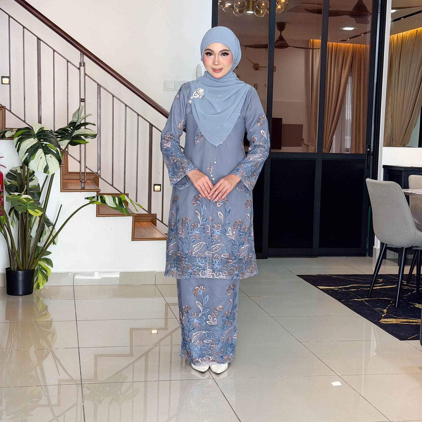 CLARA RIZQA - FEYROSA baju kurung muslimah material premium como crepe + Lace