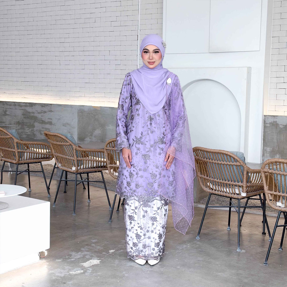 CLARA RIZQA - SOFIA baju kurung muslimah material premium como crepe + Lace