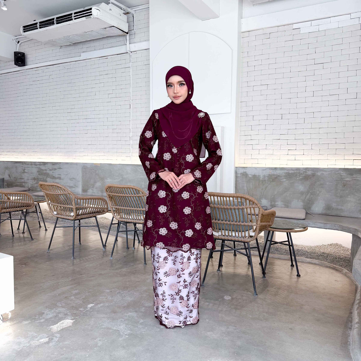 CLARA RIZQA - ELVINA baju kurung muslimah material premium como crepe + Lace
