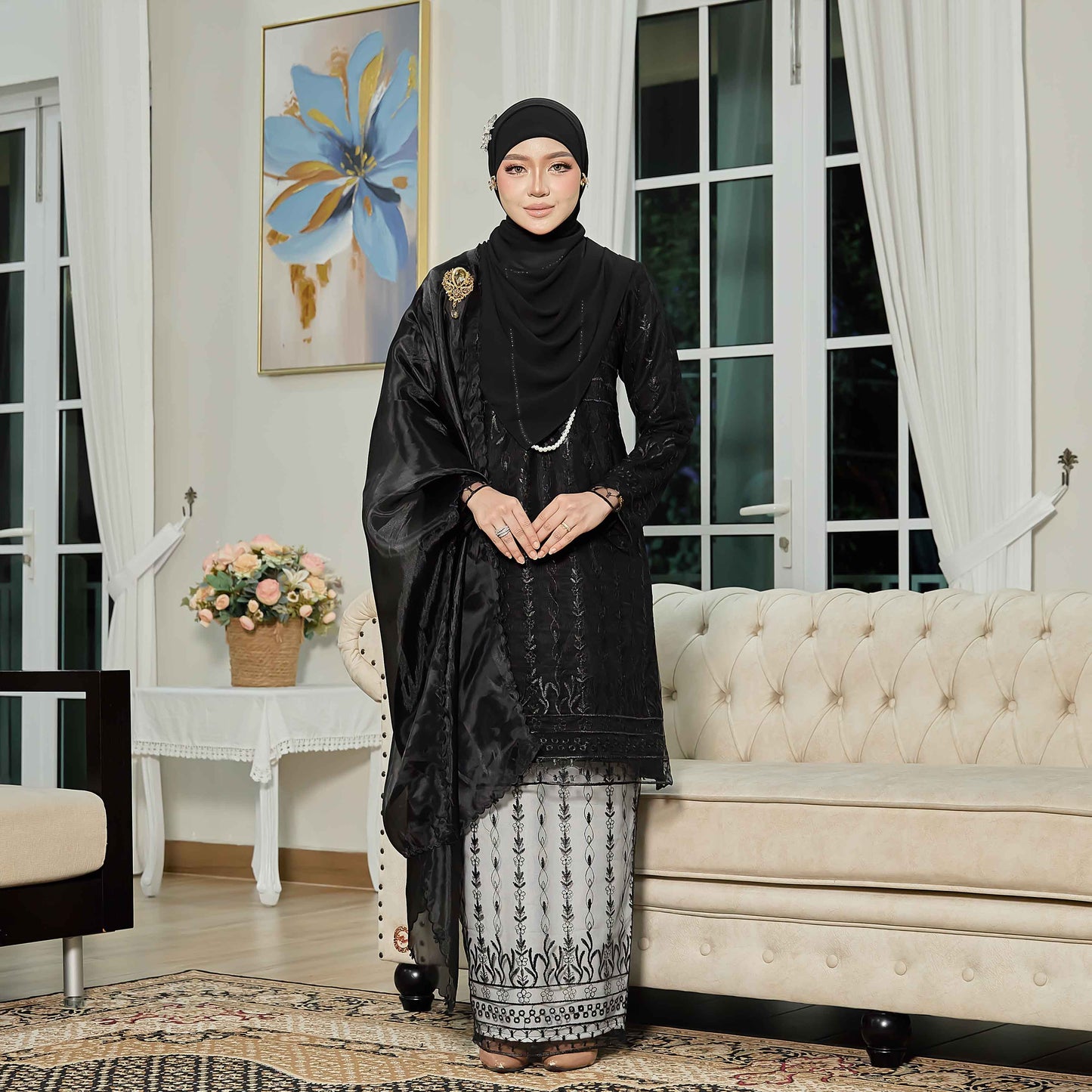 CLARA RIZQA - VIANNA baju kurung muslimah mom material premium como crepe + Lace