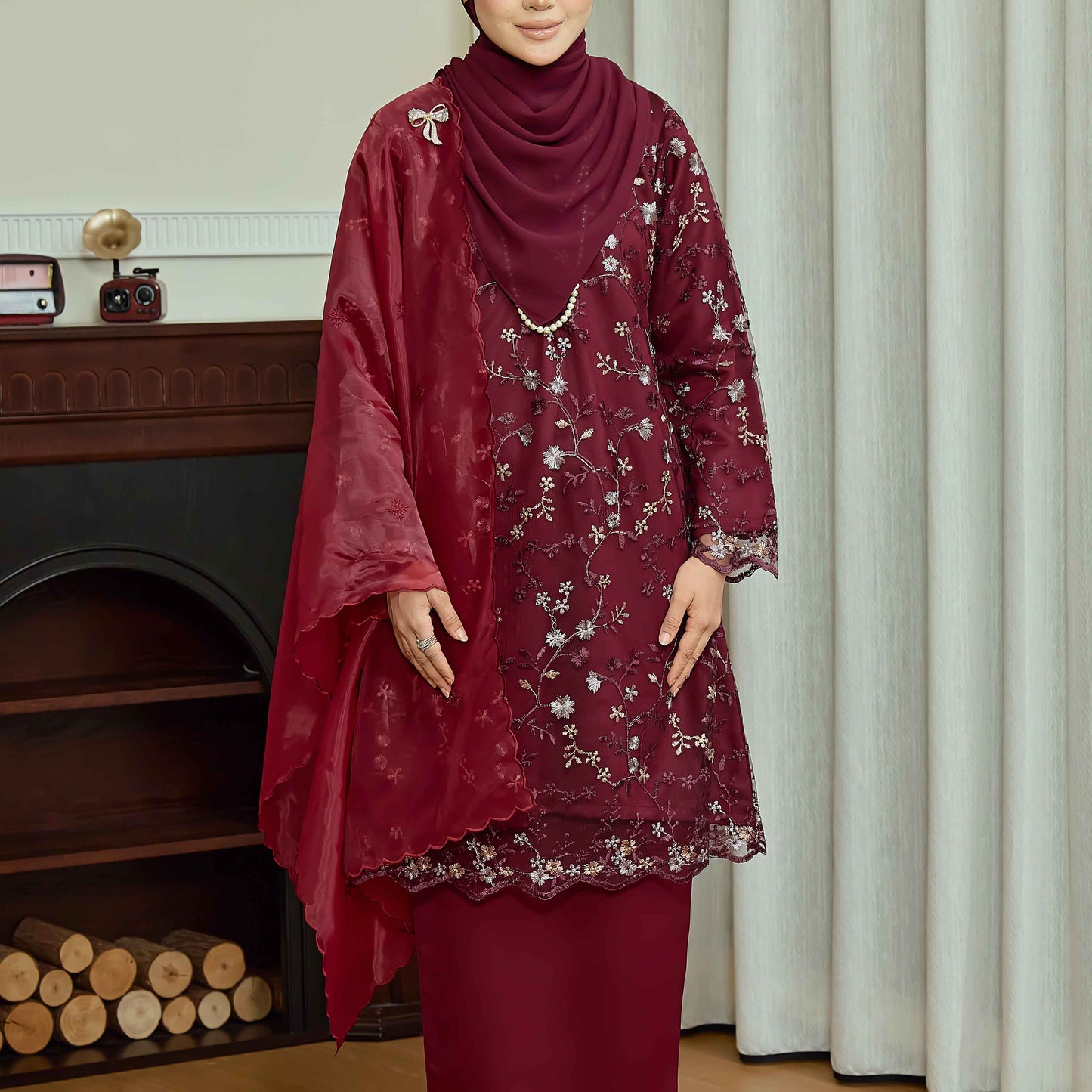 CLARA RIZQA - DIANDRA Mom baju kurung muslimah material premium pearl skin with lace