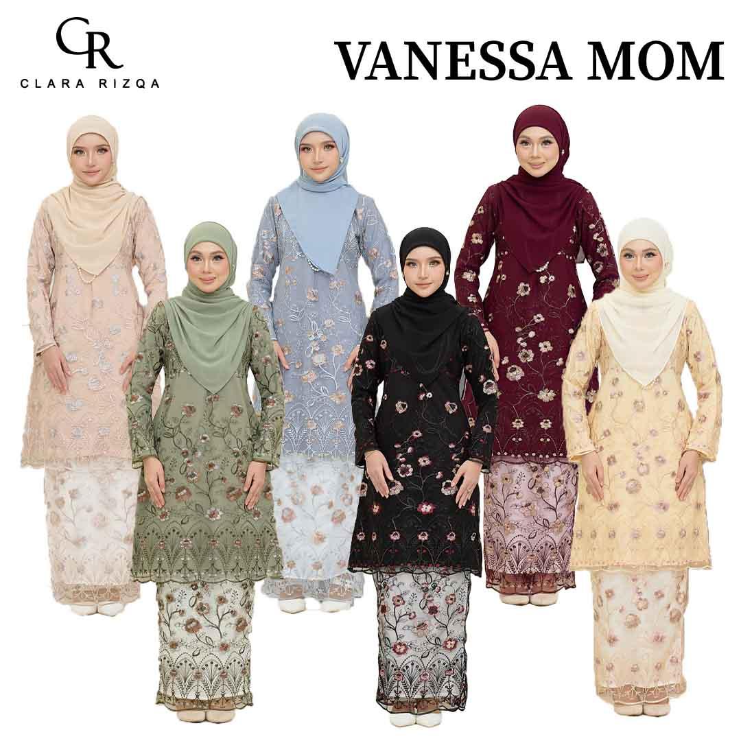 CLARA RIZQA - VANESSA baju kurung muslimah mom material premium como crepe + Lace
