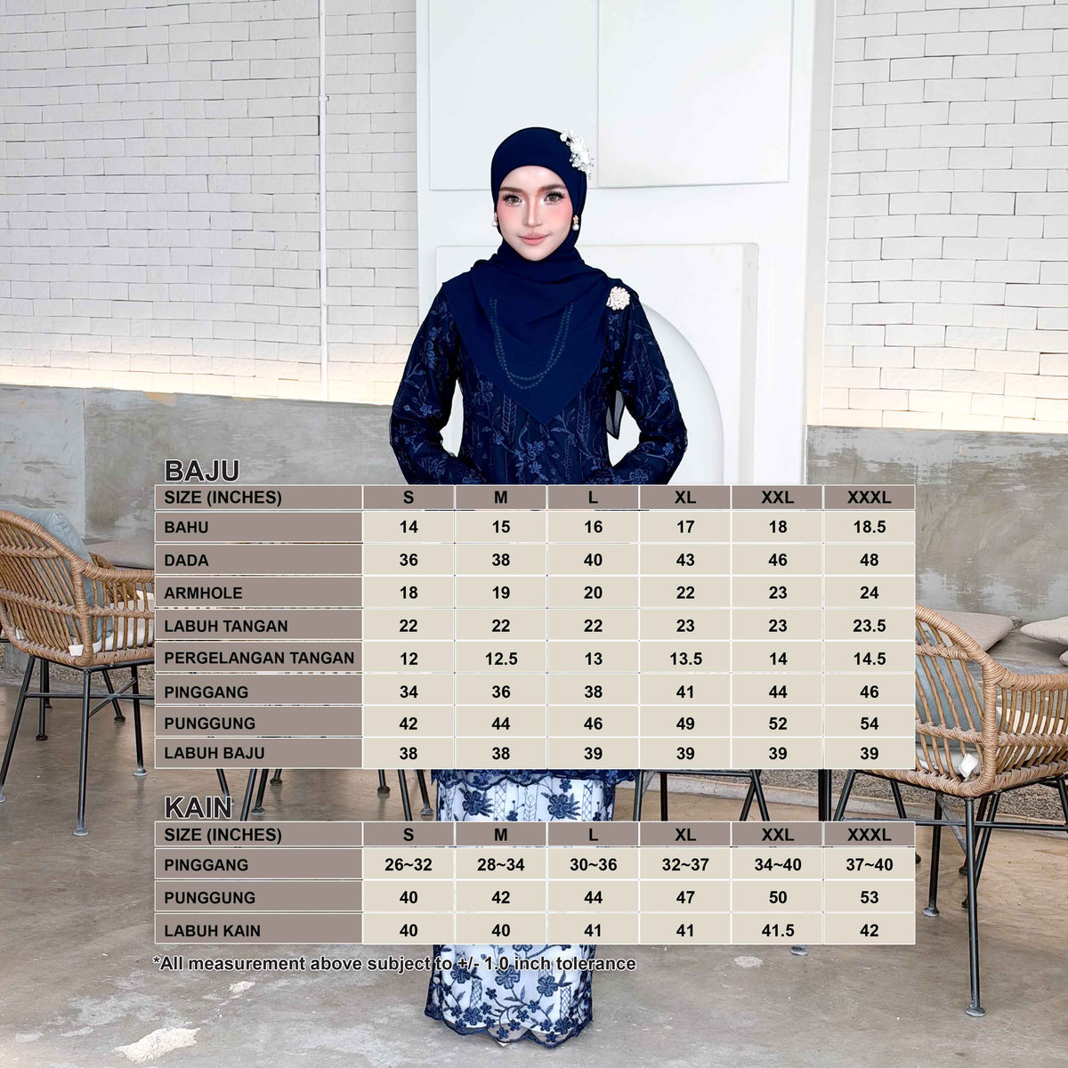 CLARA RIZQA - SOFIA baju kurung muslimah material premium como crepe + Lace